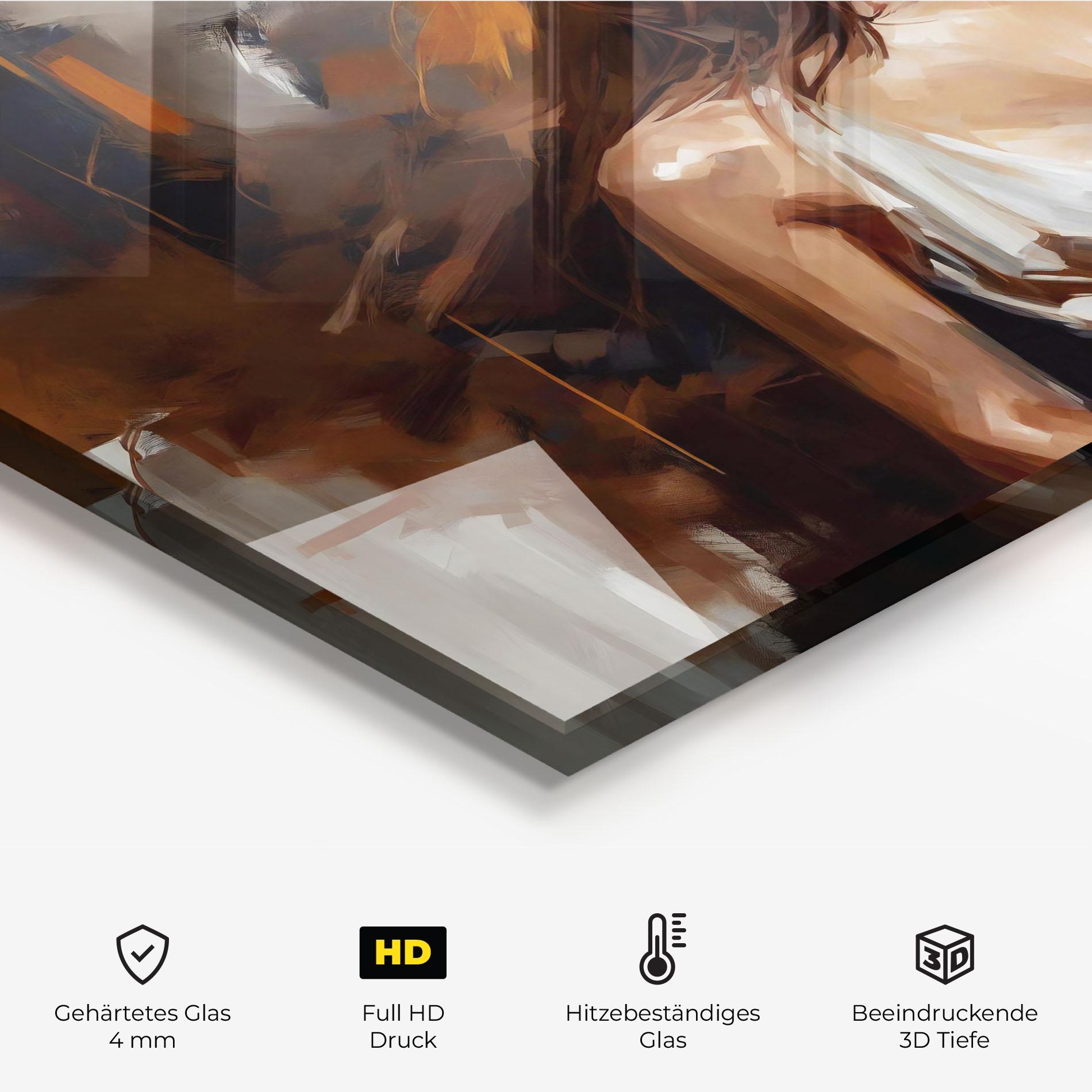 Küchenrückwand Glas Long Brown Hair Woman mockup 2