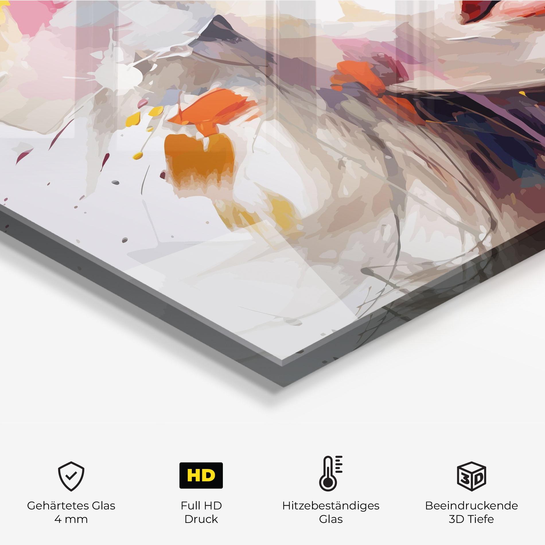 Küchenrückwand Glas Oil Flower Portrait mockup 2