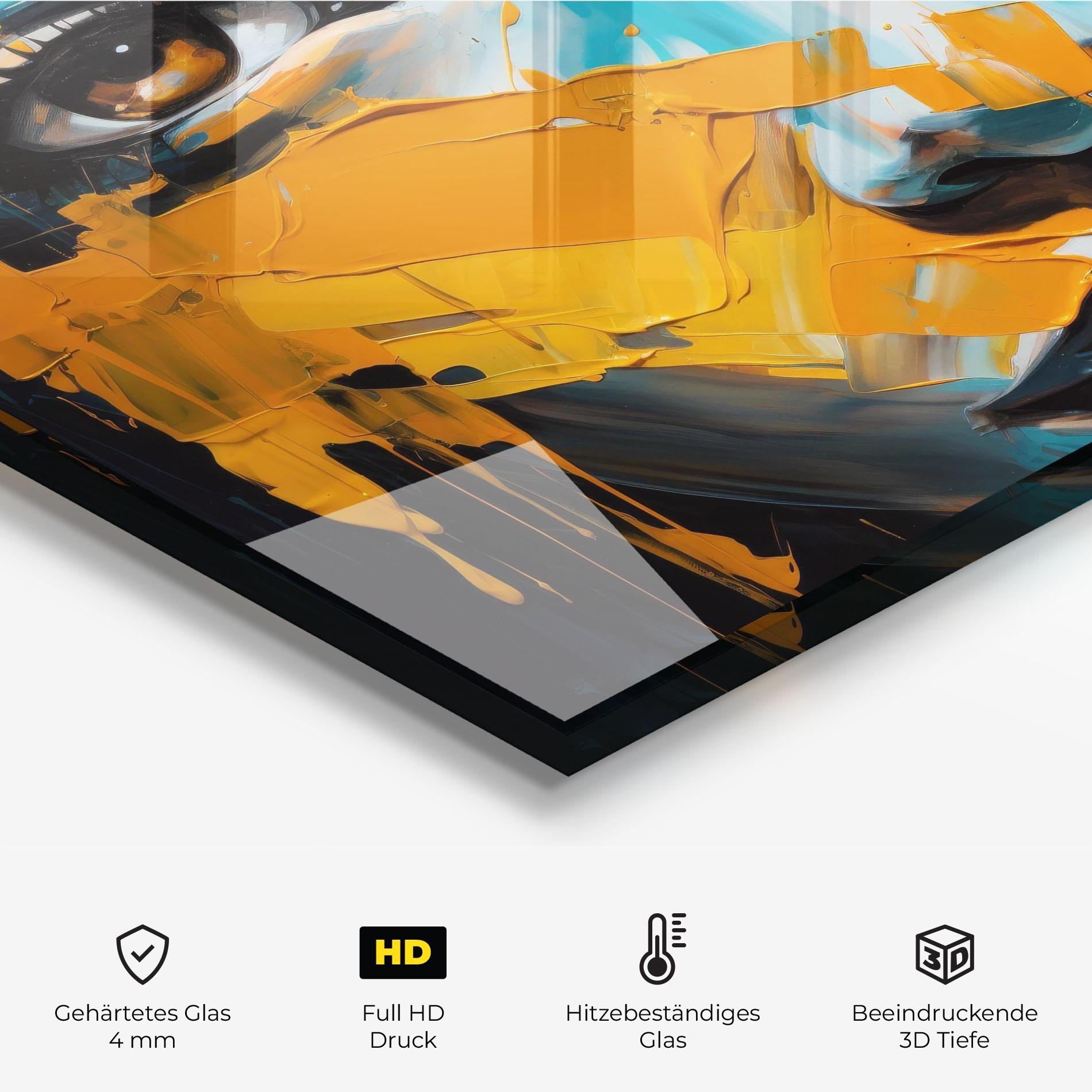 Küchenrückwand Glas Orange Paint Portrait mockup 2