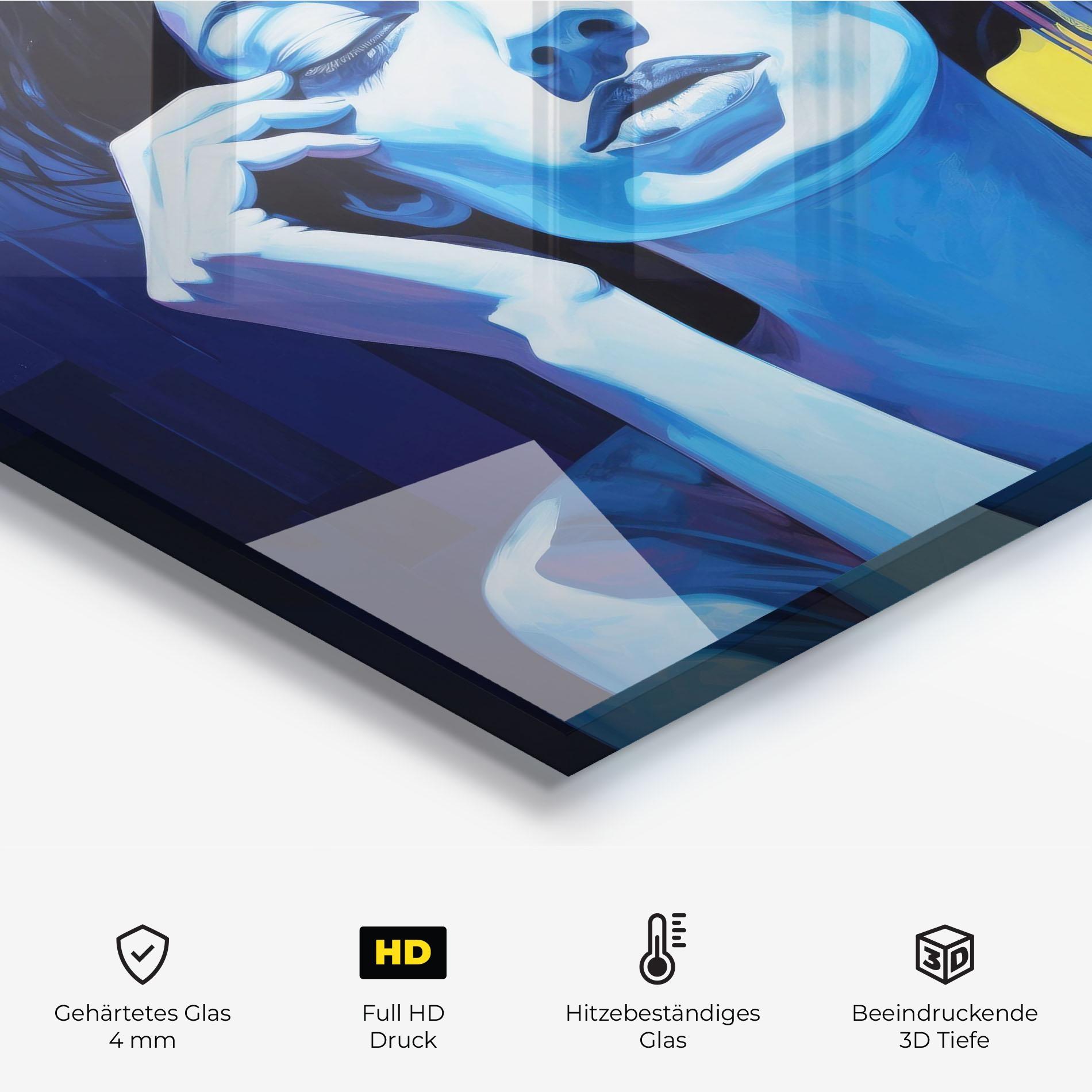 Küchenrückwand Glas Photographic Blue Image mockup 2