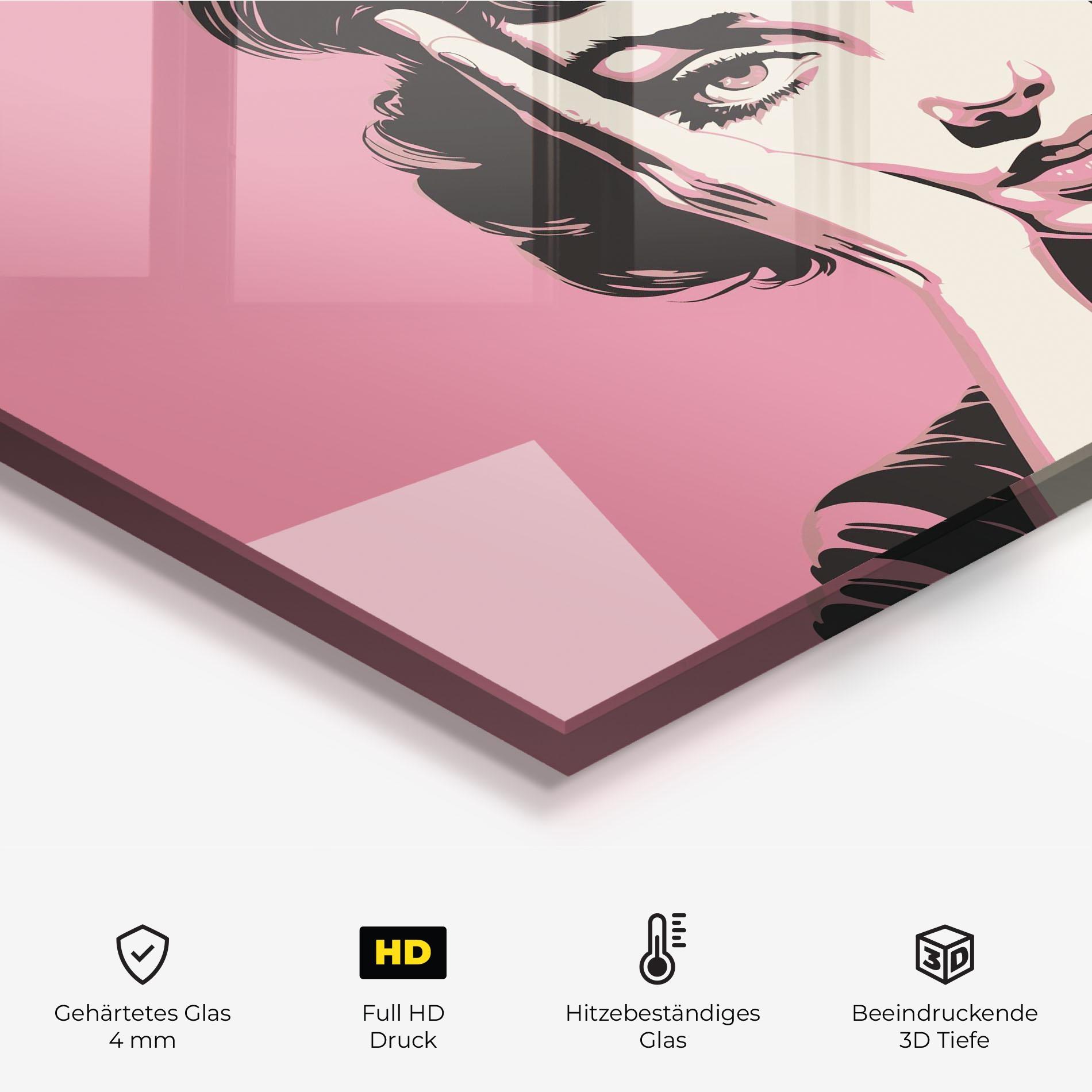 Küchenrückwand Glas Pink Light Portrait mockup 2