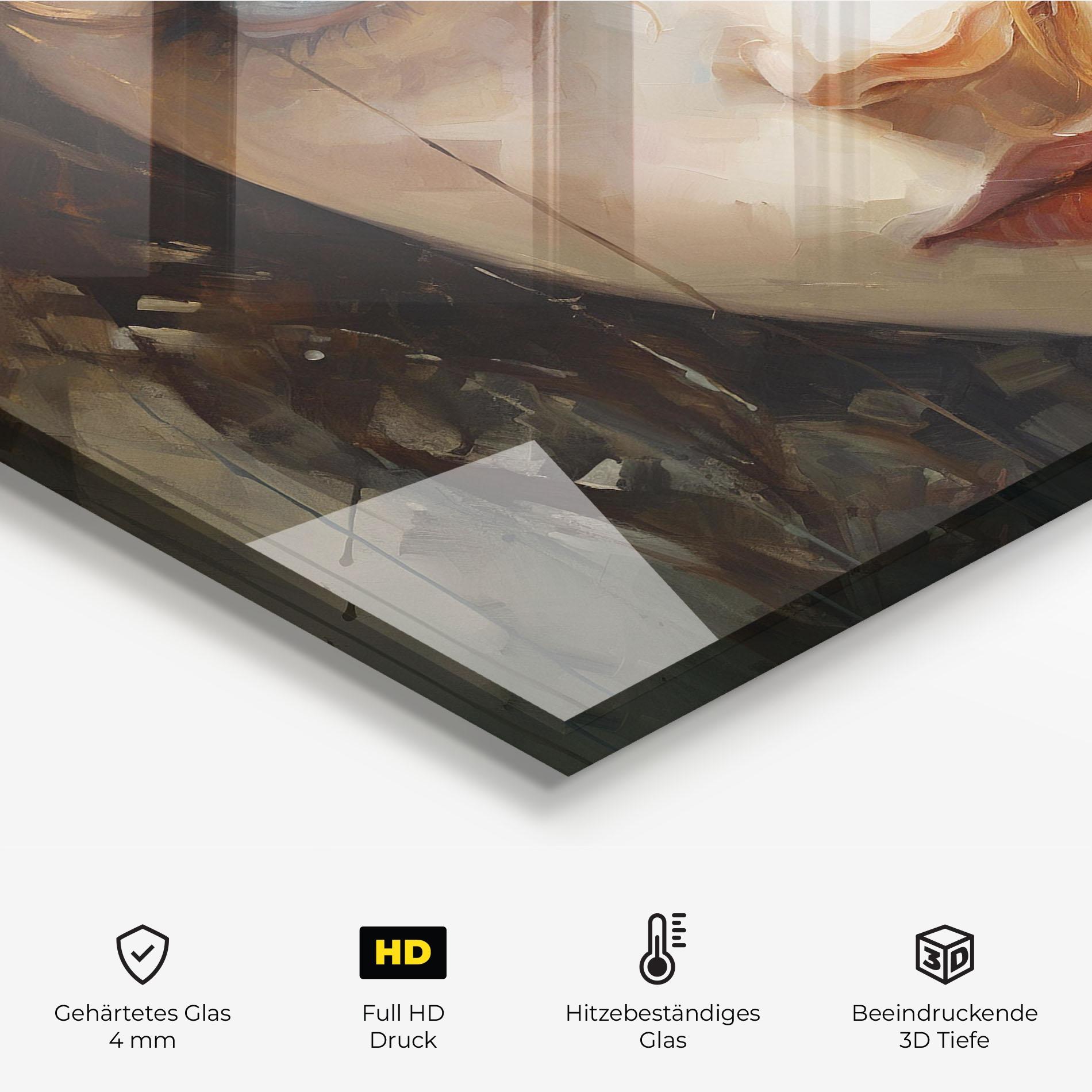 Küchenrückwand Glas Portrait Oil Painting mockup 2