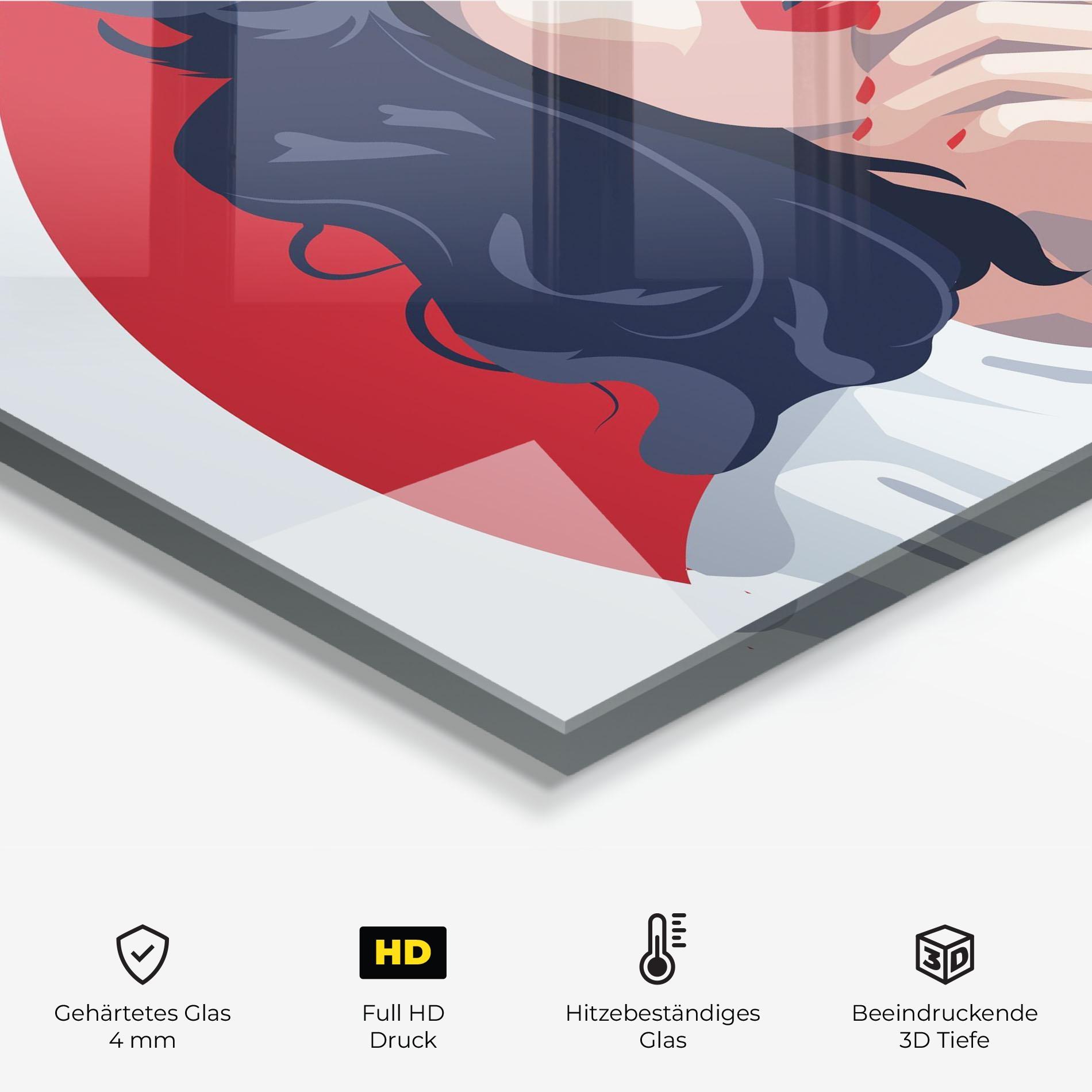 Küchenrückwand Glas Red Lips Portrait mockup 2