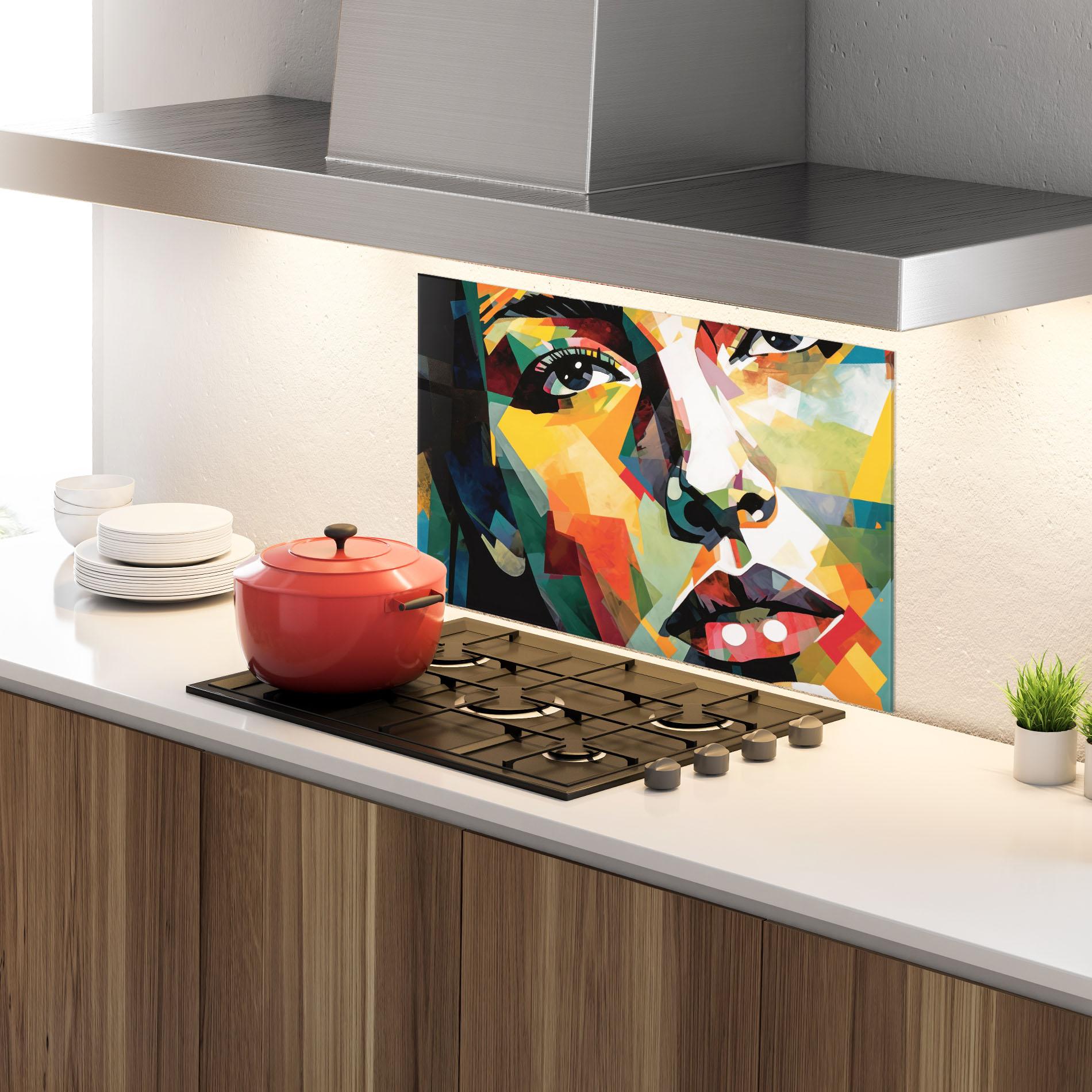 Küchenrückwand Glas Neoexpressionism mockup 4