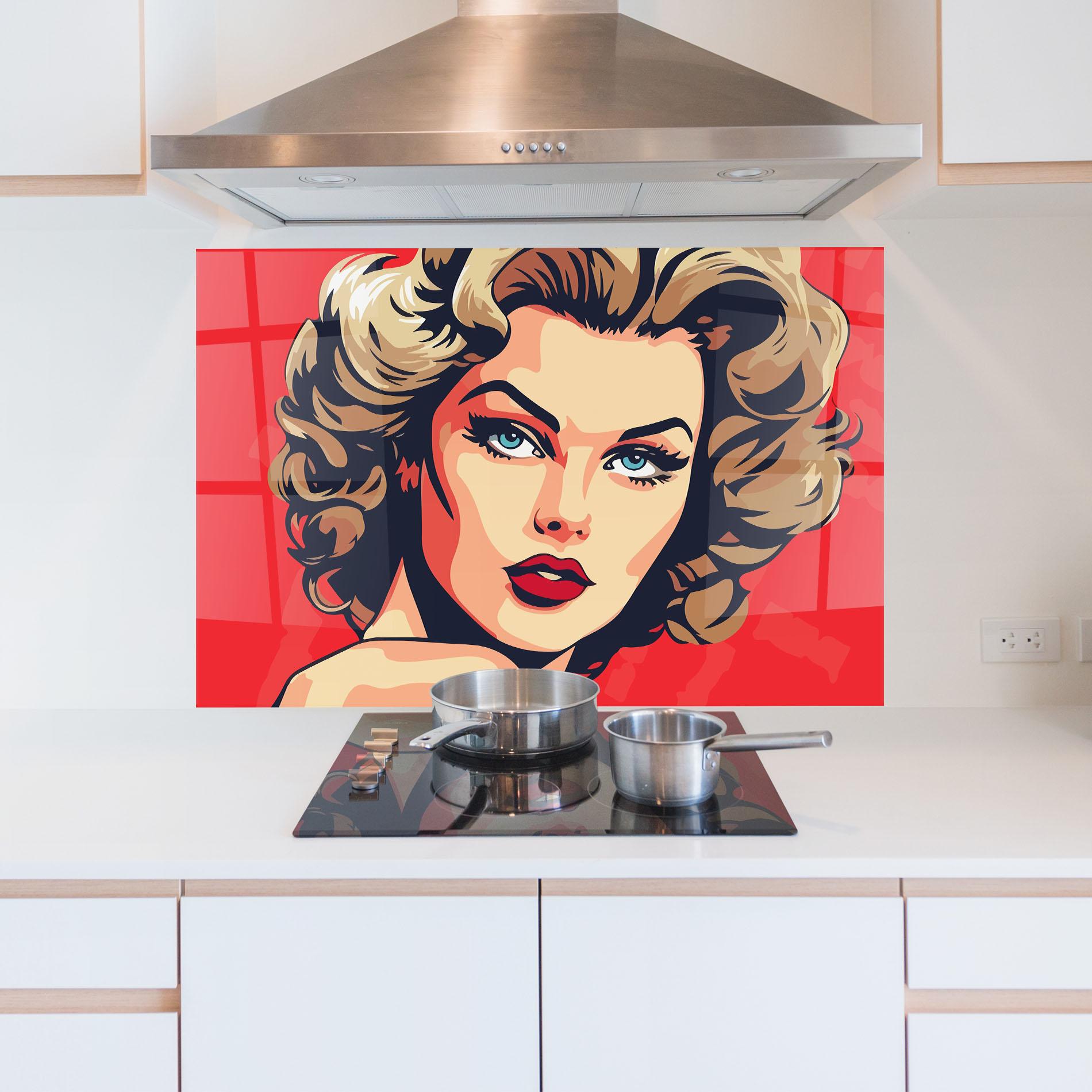 Küchenrückwand Glas Blue Eyes Portrait mockup 5