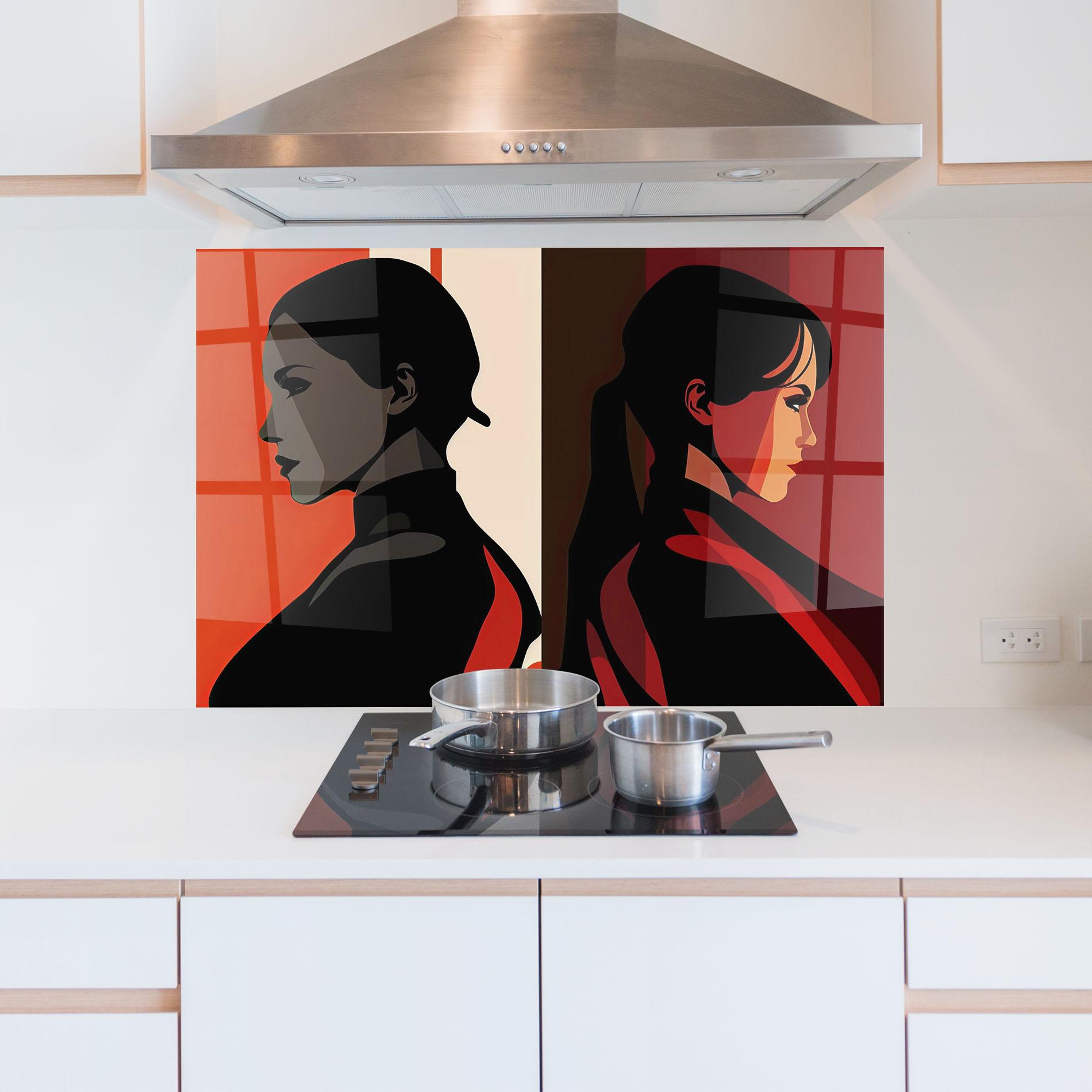 Küchenrückwand Glas Graphical Portrait mockup 5