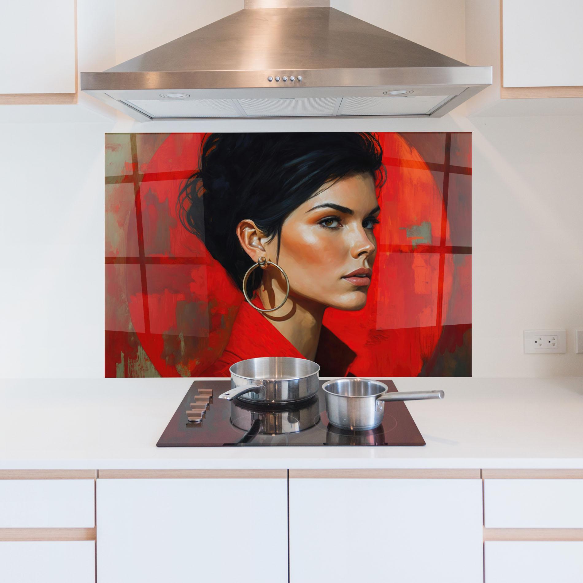 Küchenrückwand Glas Hoop Earrings Woman mockup 5