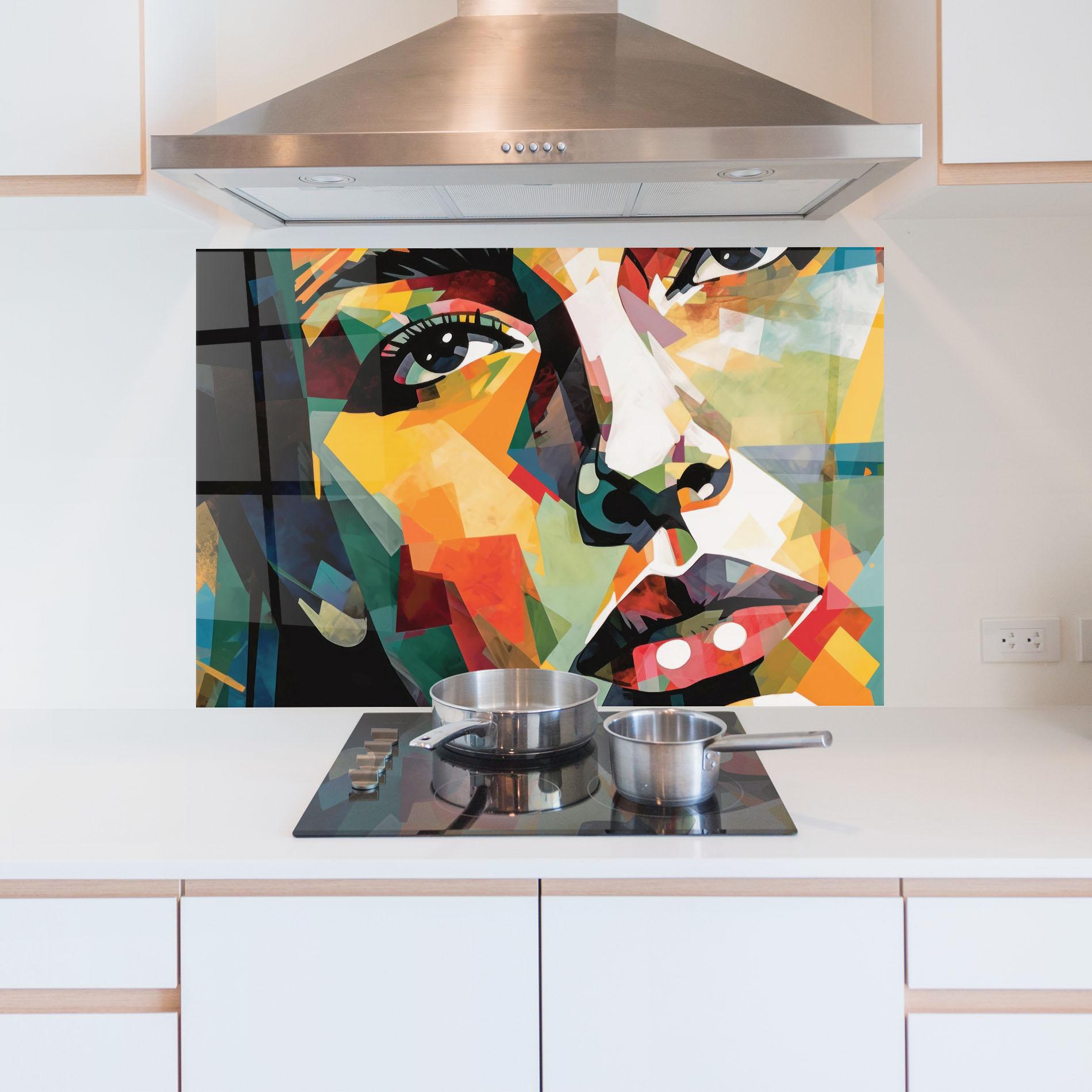 Küchenrückwand Glas Neoexpressionism mockup 5