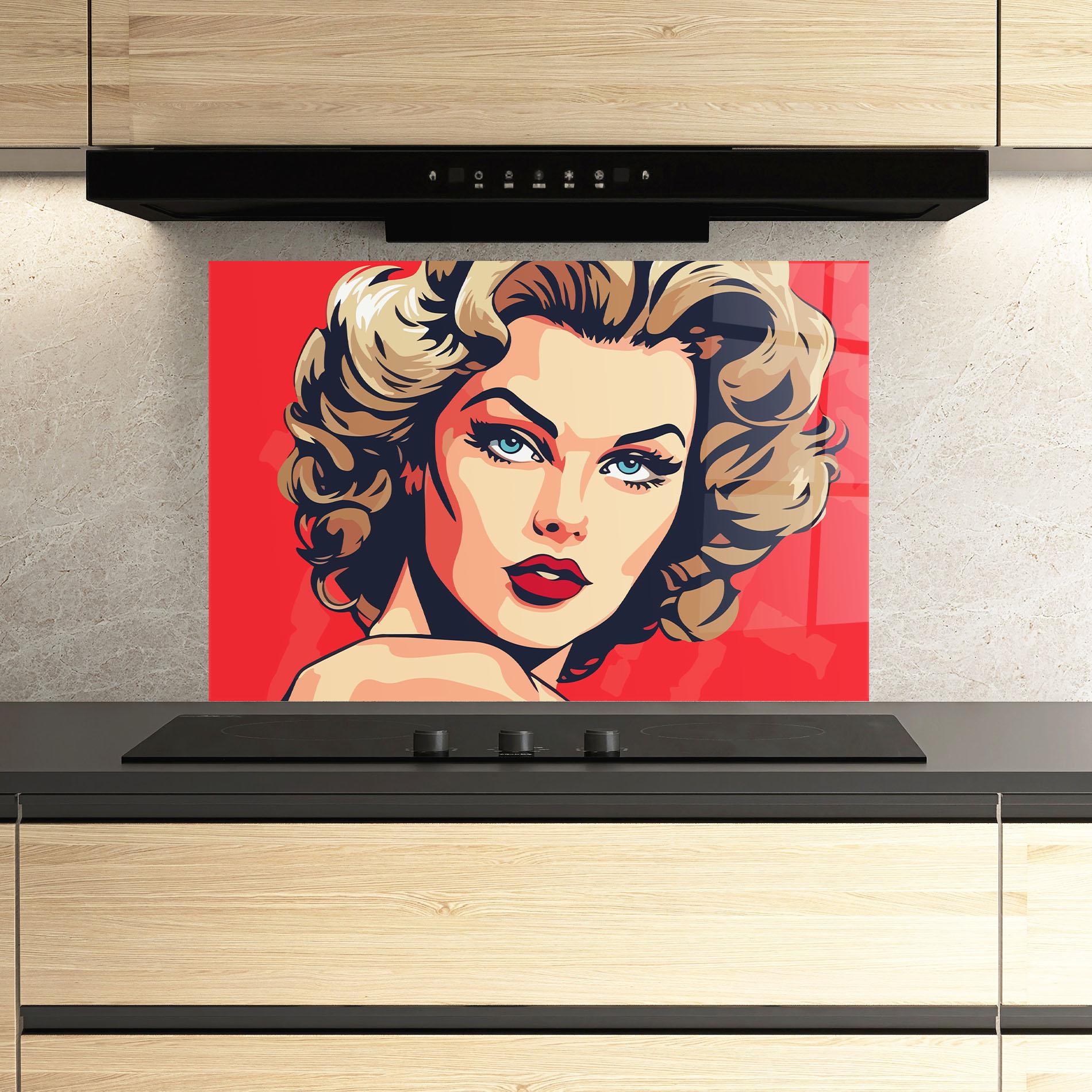 Küchenrückwand Glas Blue Eyes Portrait mockup 3