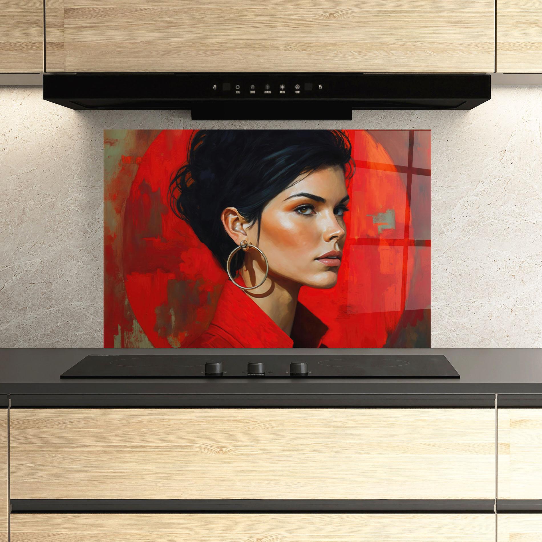 Küchenrückwand Glas Hoop Earrings Woman mockup 3