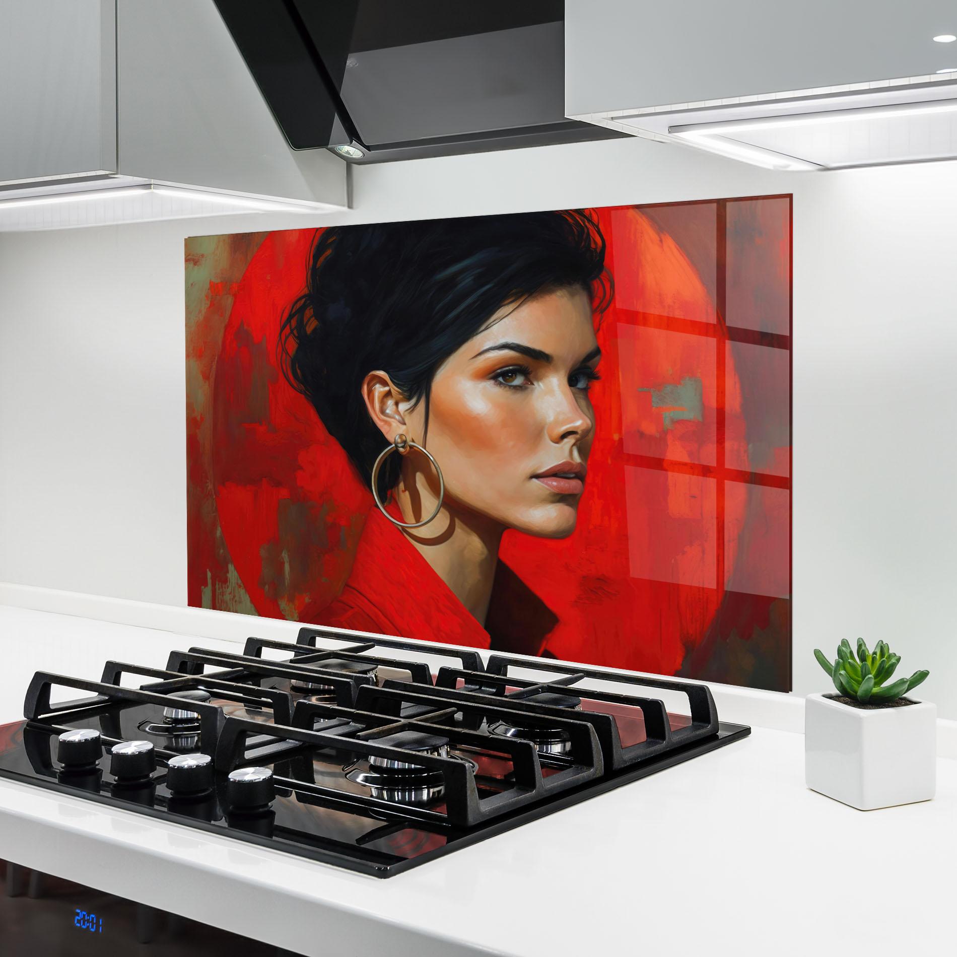 Küchenrückwand Glas Hoop Earrings Woman mockup 6