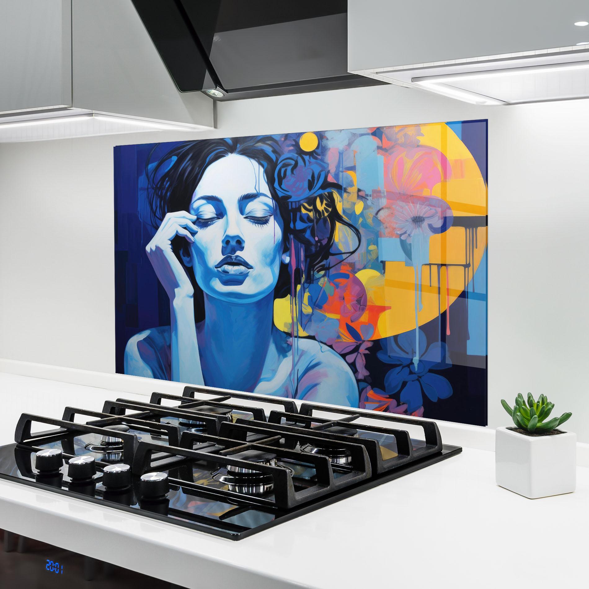 Küchenrückwand Glas Photographic Blue Image mockup 6