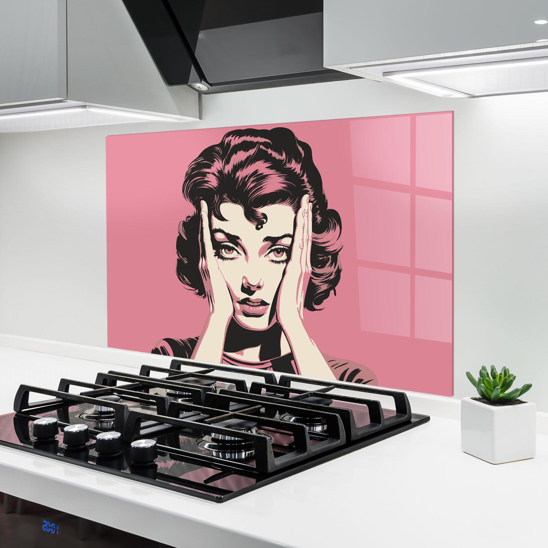 Küchenrückwand Glas Pink Light Portrait mockup 6