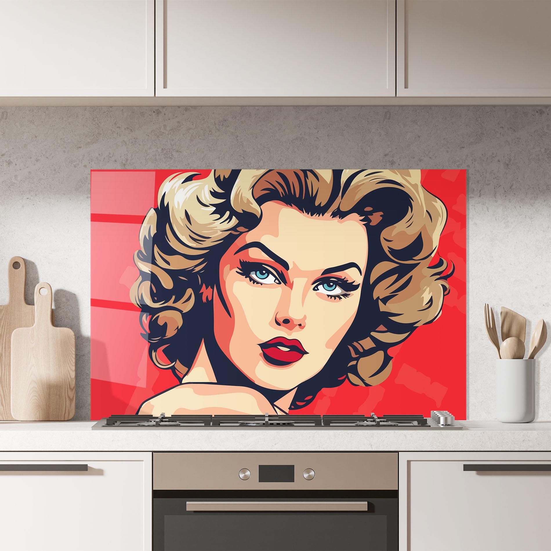 Küchenrückwand Glas Blue Eyes Portrait mockup 7