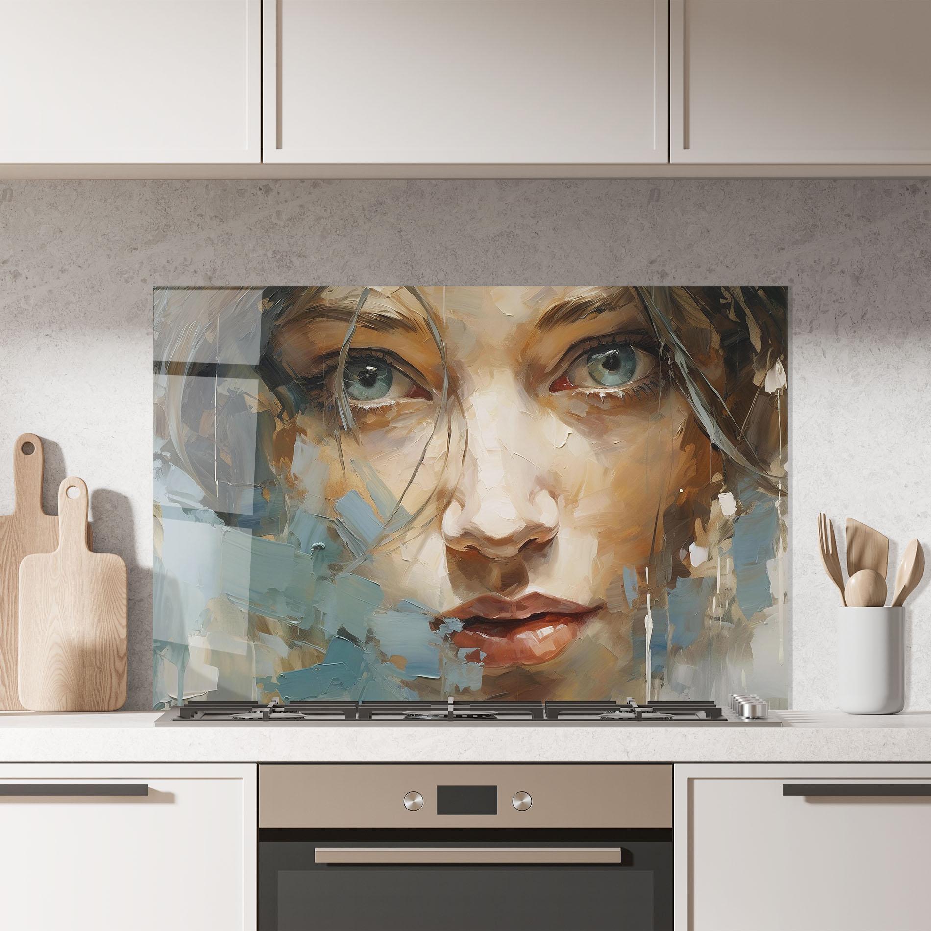 Küchenrückwand Glas Expressive Portrait mockup 7