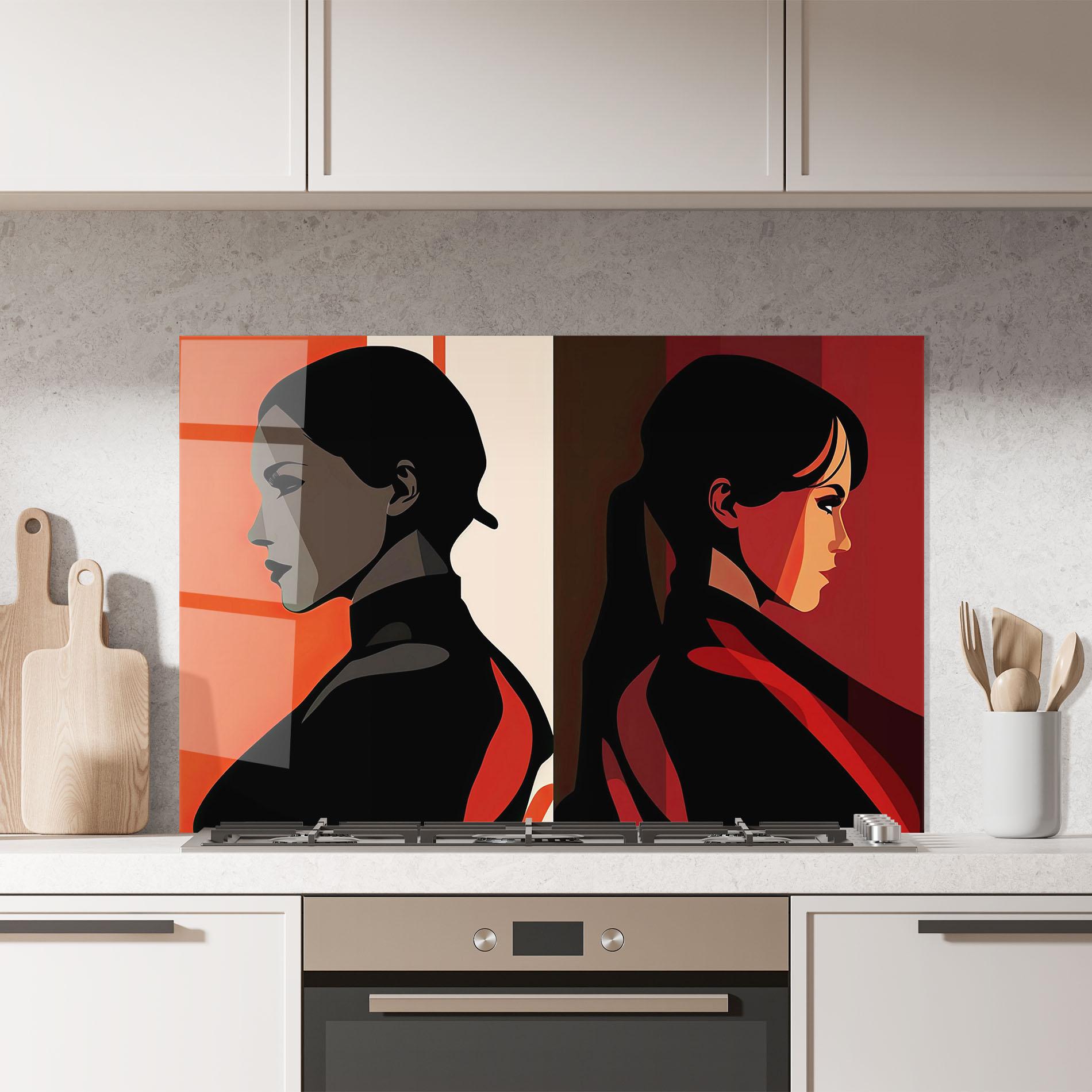 Küchenrückwand Glas Graphical Portrait mockup 7