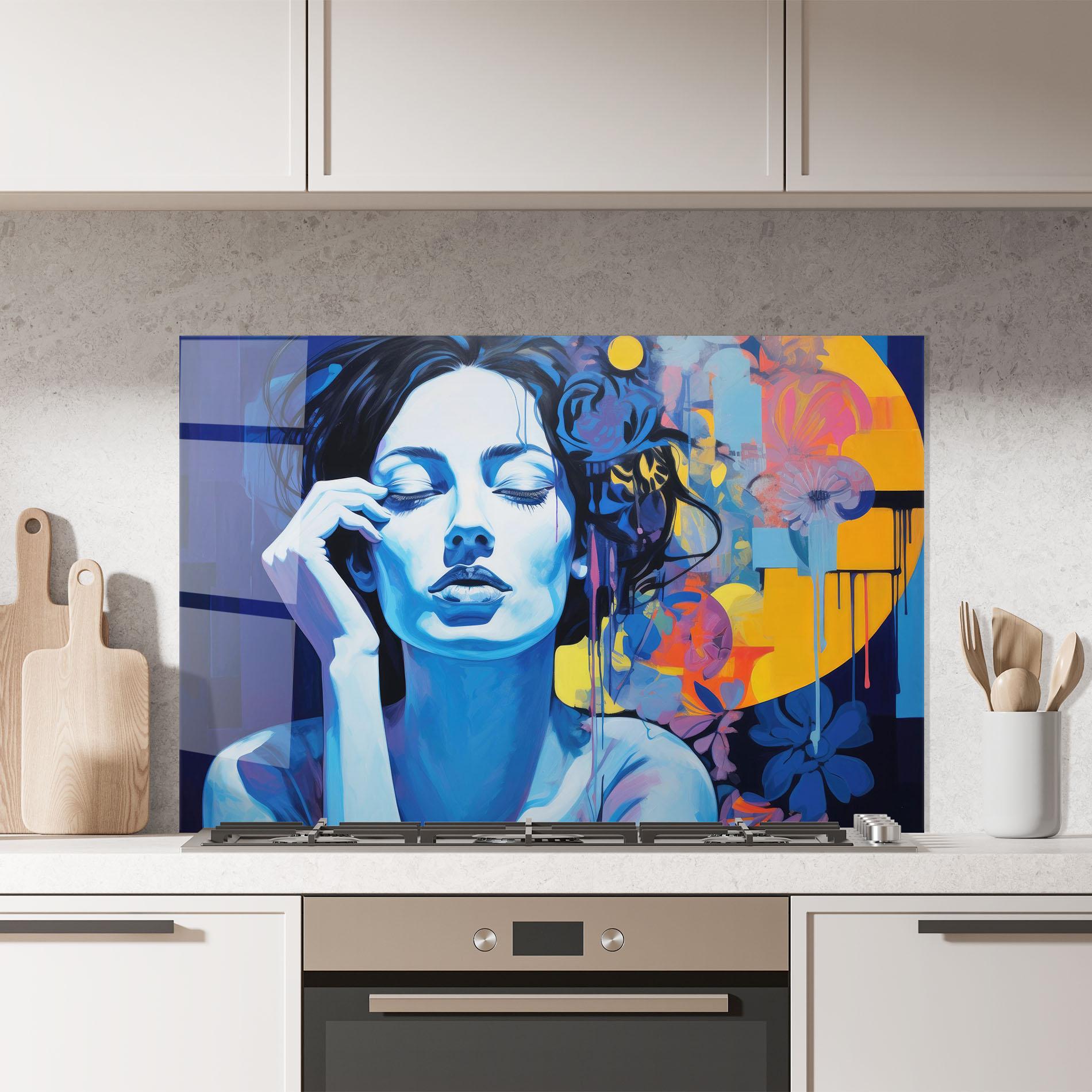 Küchenrückwand Glas Photographic Blue Image mockup 7