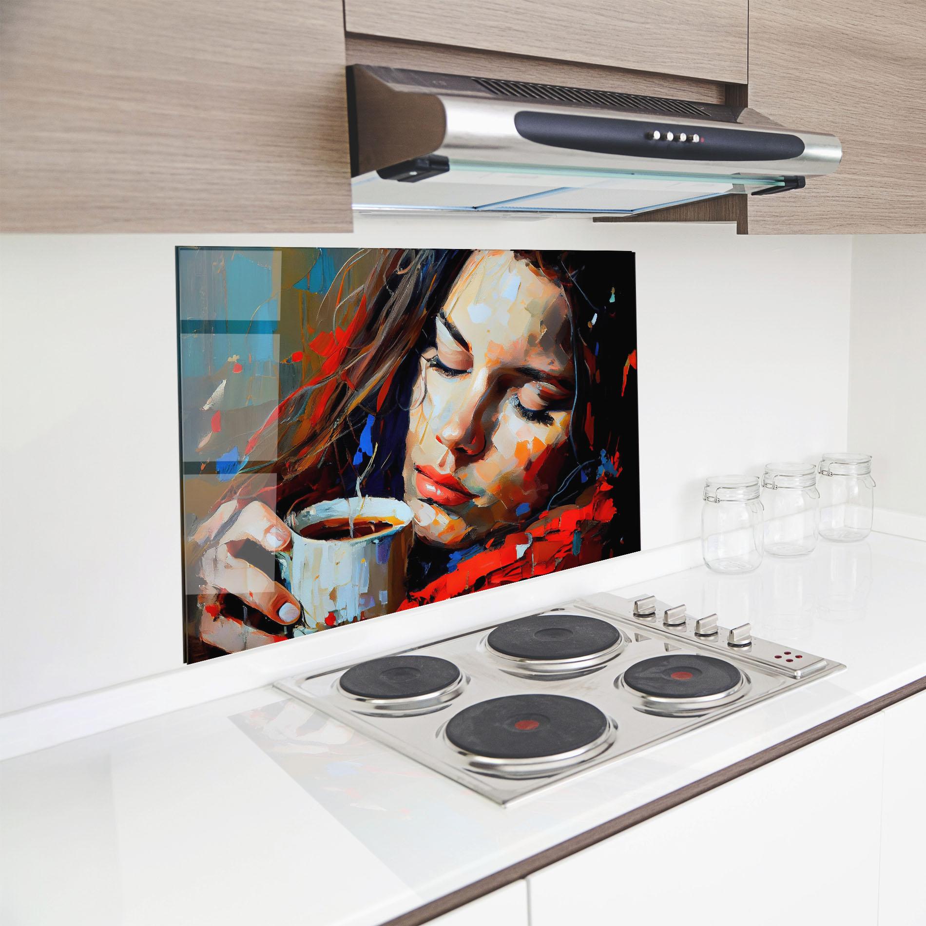 Küchenrückwand Glas Abstract Woman Coffee mockup 8
