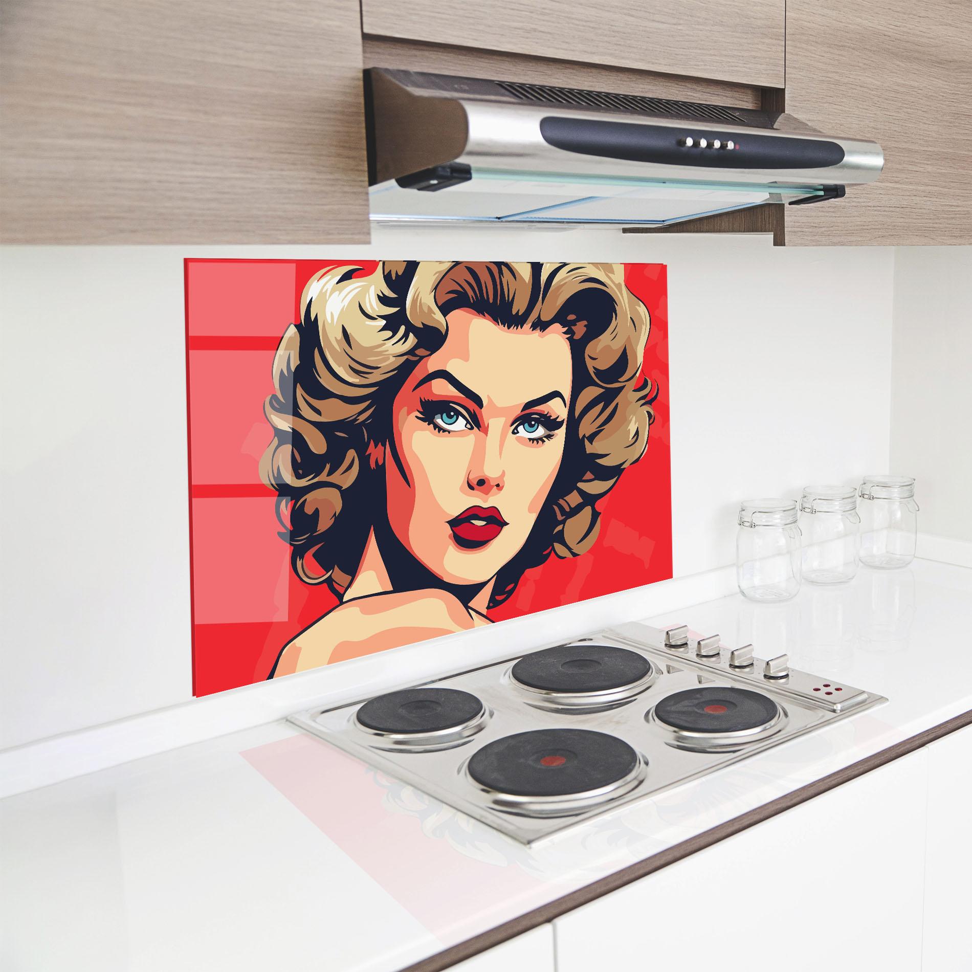 Küchenrückwand Glas Blue Eyes Portrait mockup 8