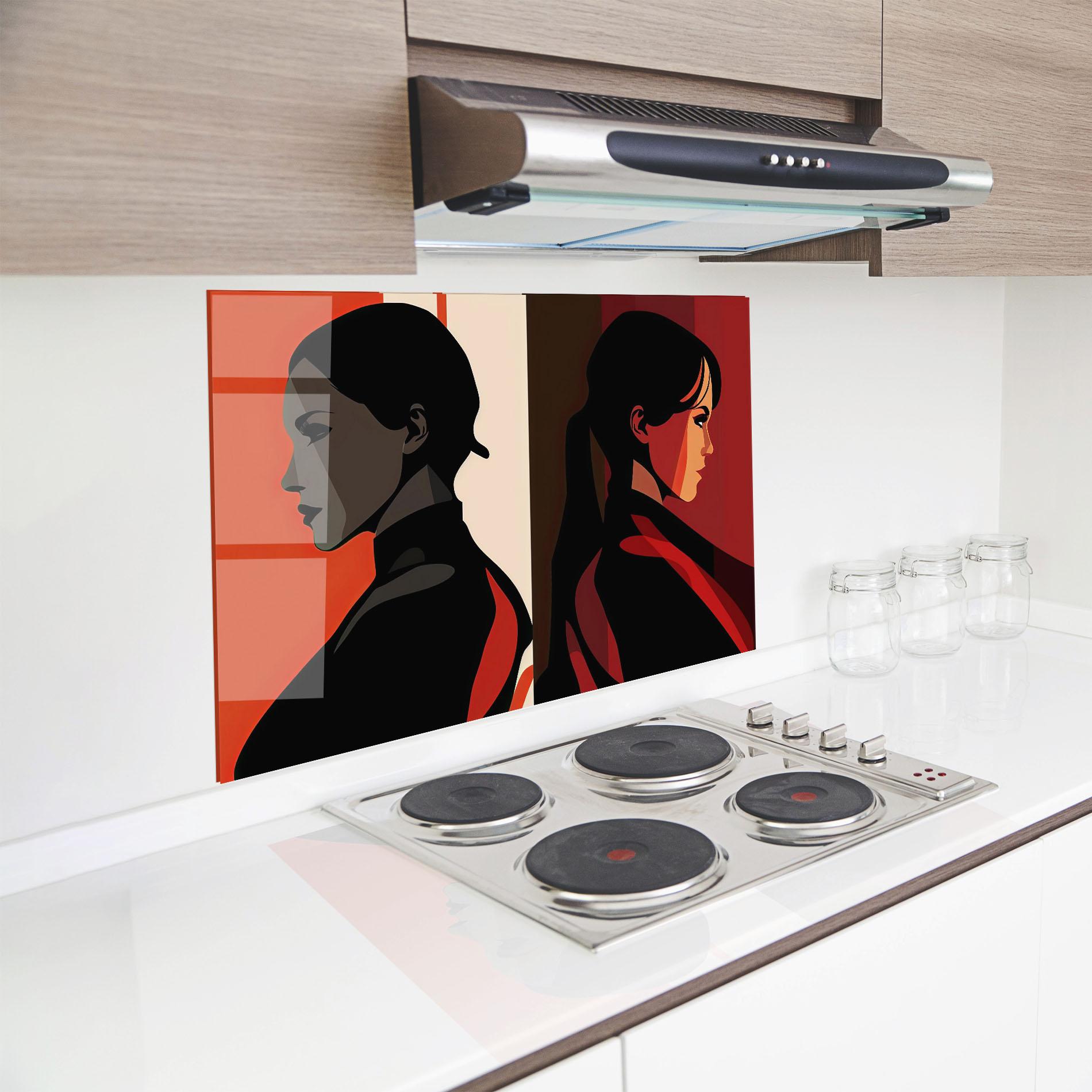 Küchenrückwand Glas Graphical Portrait mockup 8