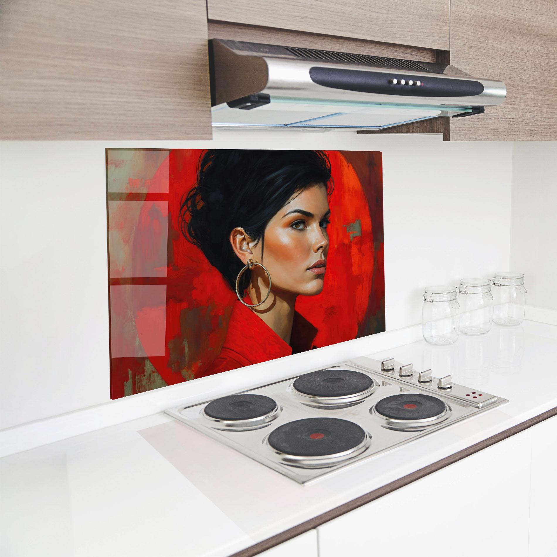 Küchenrückwand Glas Hoop Earrings Woman mockup 8