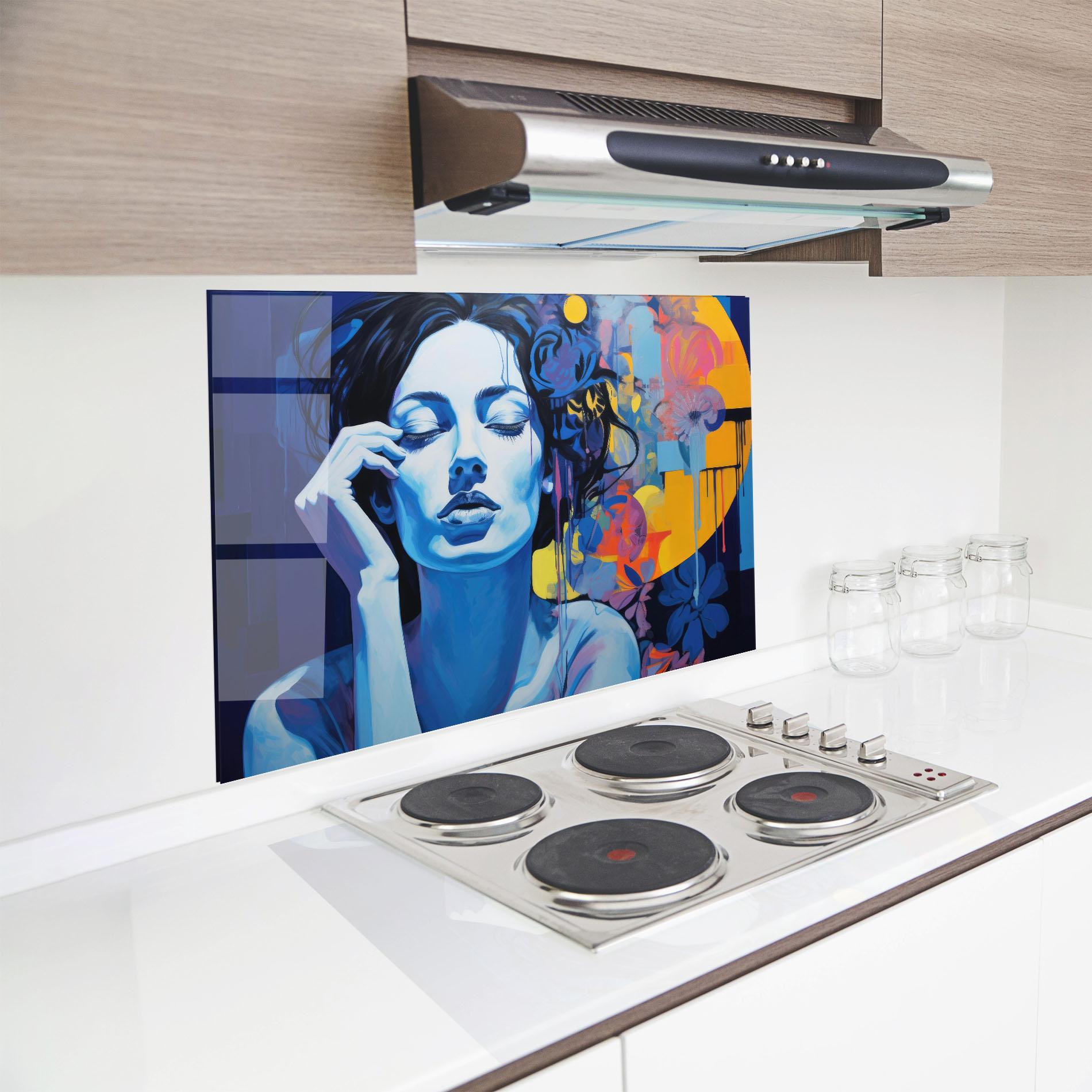 Küchenrückwand Glas Photographic Blue Image mockup 8