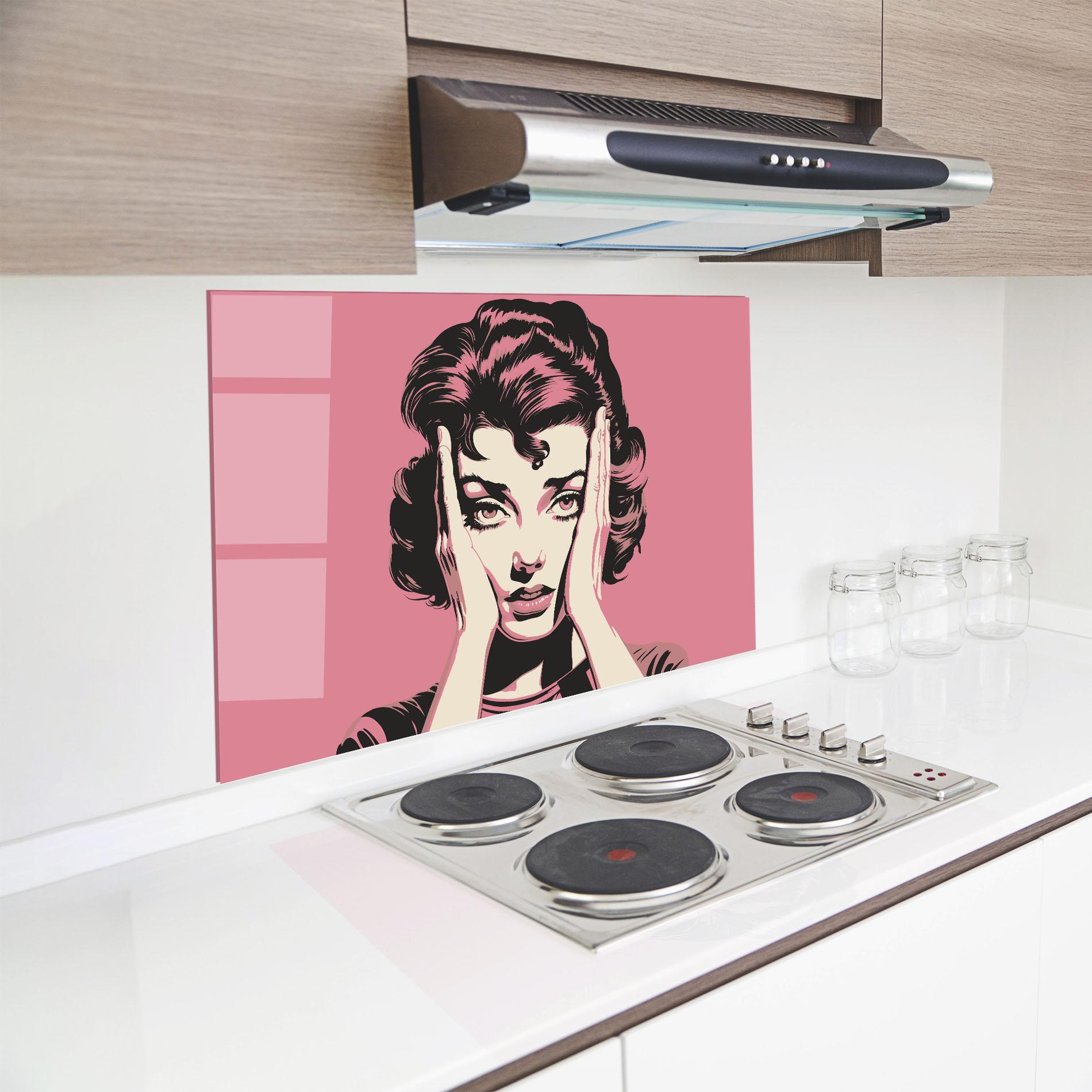 Küchenrückwand Glas Pink Light Portrait mockup 8