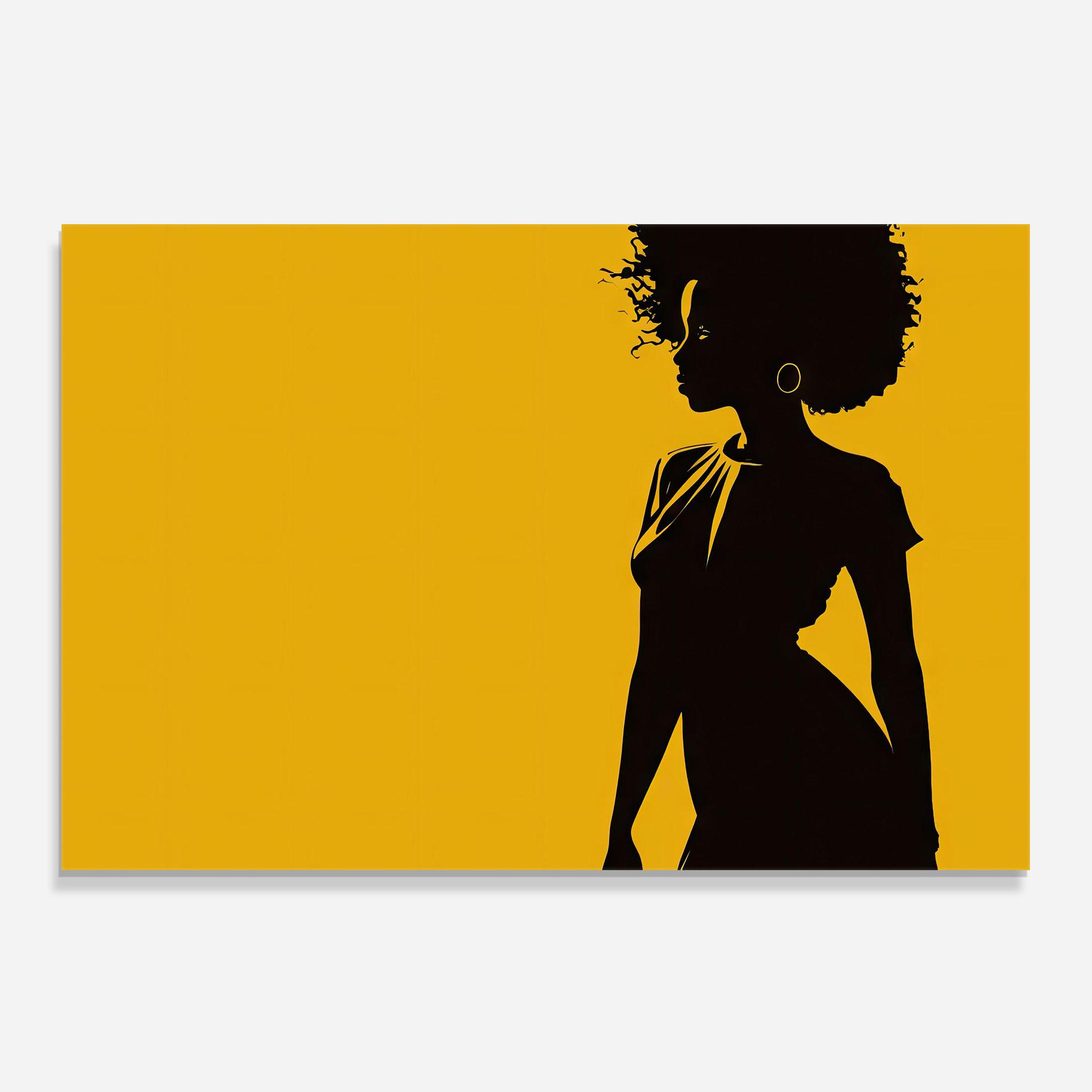 Küchenrückwand Glas Afro Woman Shilouette mockup 0