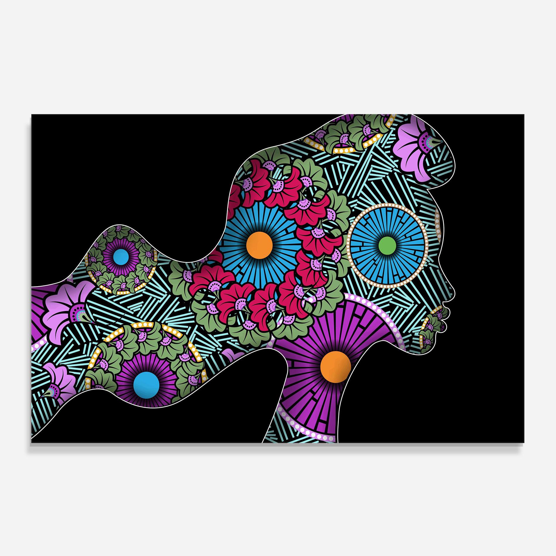 Küchenrückwand Glas Colorful Shilouette mockup 0