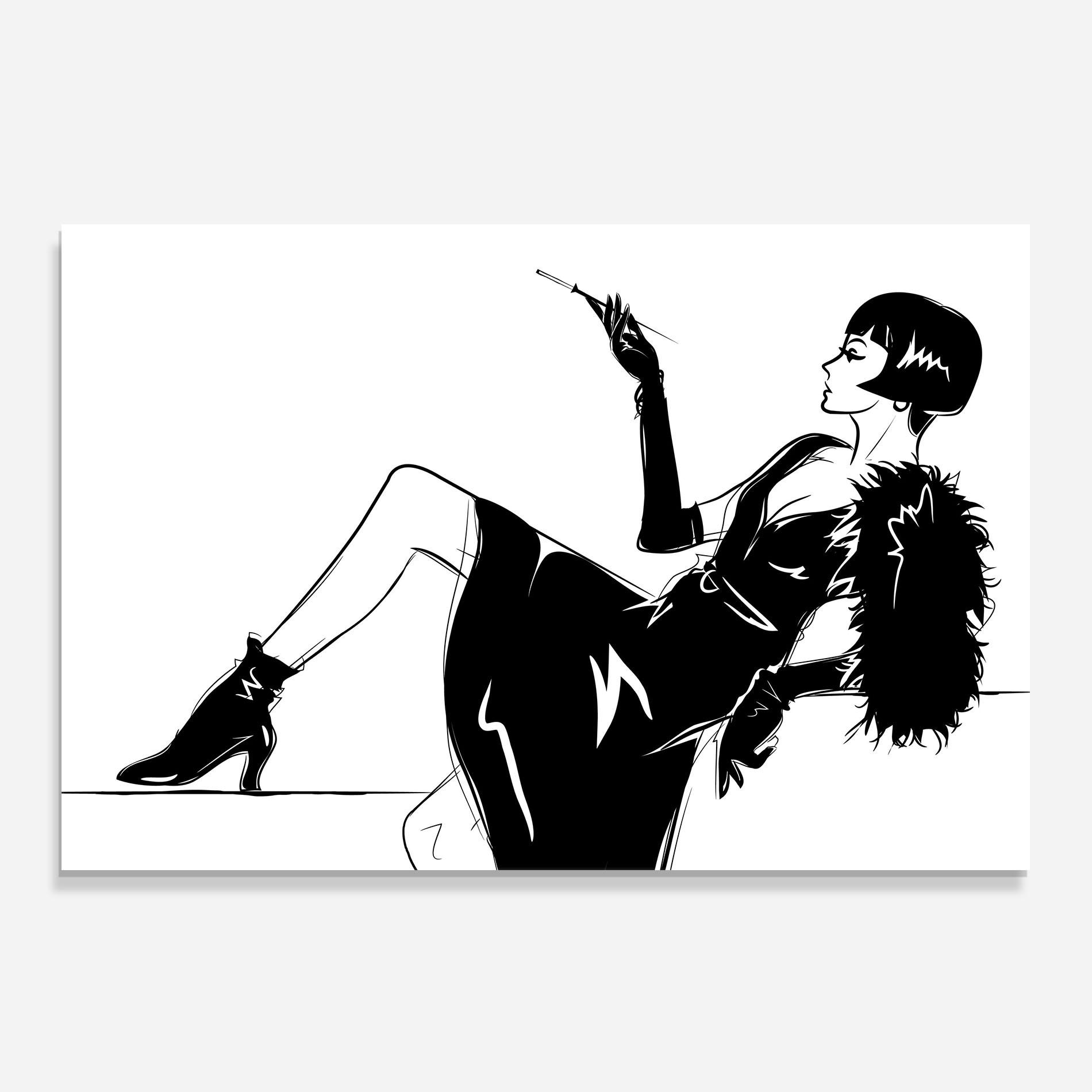 Küchenrückwand Glas Fashion Shilouette mockup 0