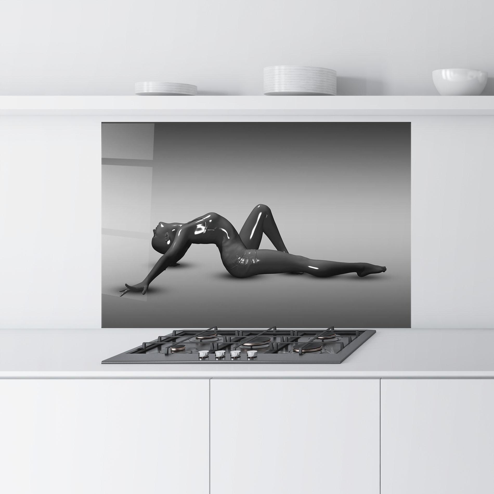Küchenrückwand Glas 3d Black Female mockup 9