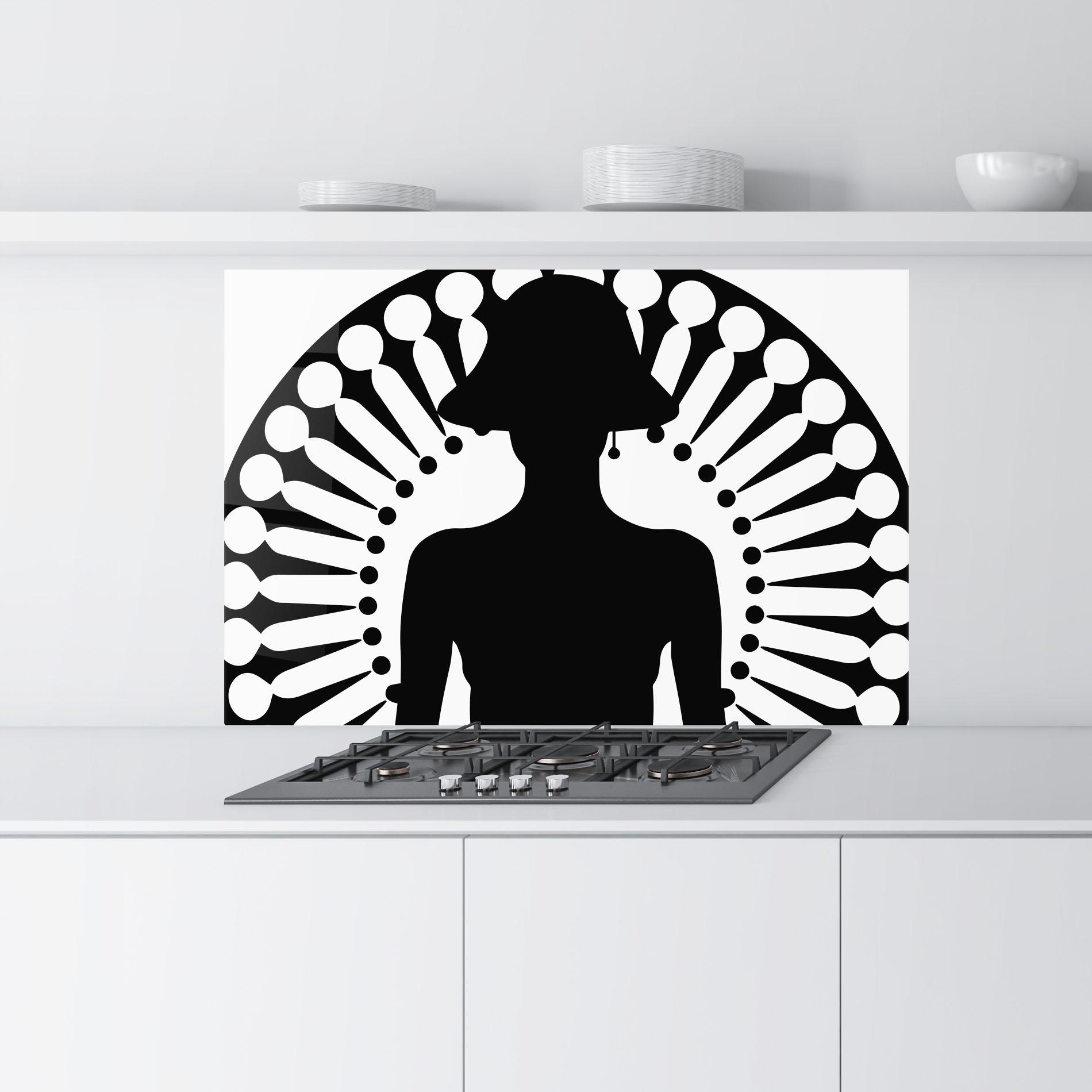 Küchenrückwand Glas Black Shilouette Lady mockup 9