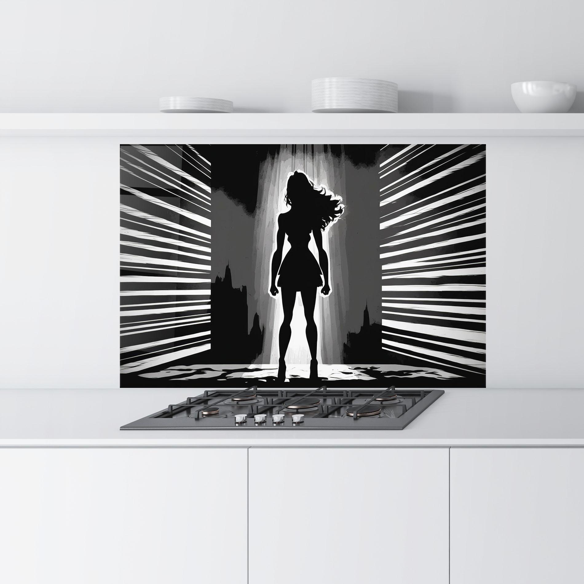 Küchenrückwand Glas Dark Girl Power mockup 9