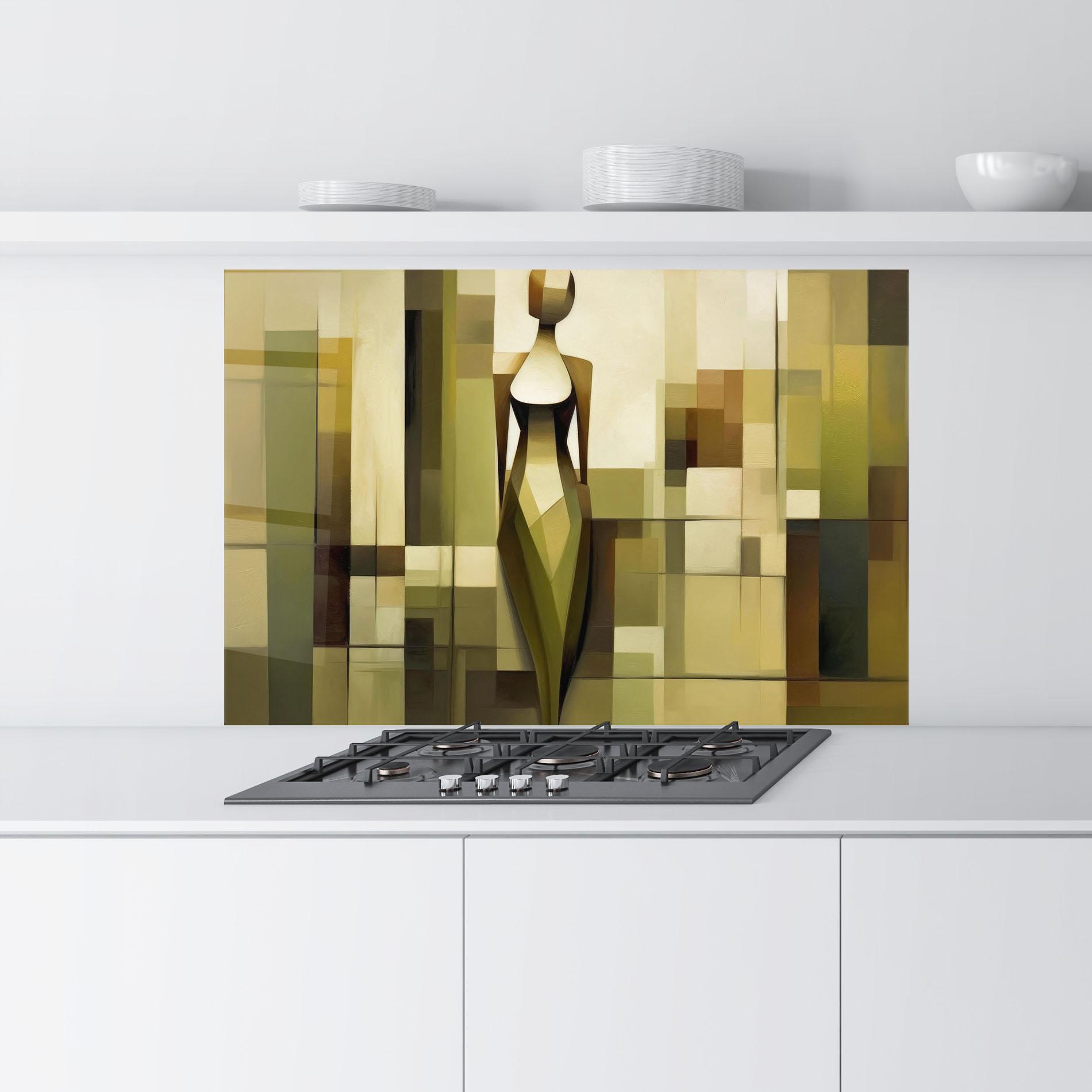 Küchenrückwand Glas Olive Green Shilouete mockup 9