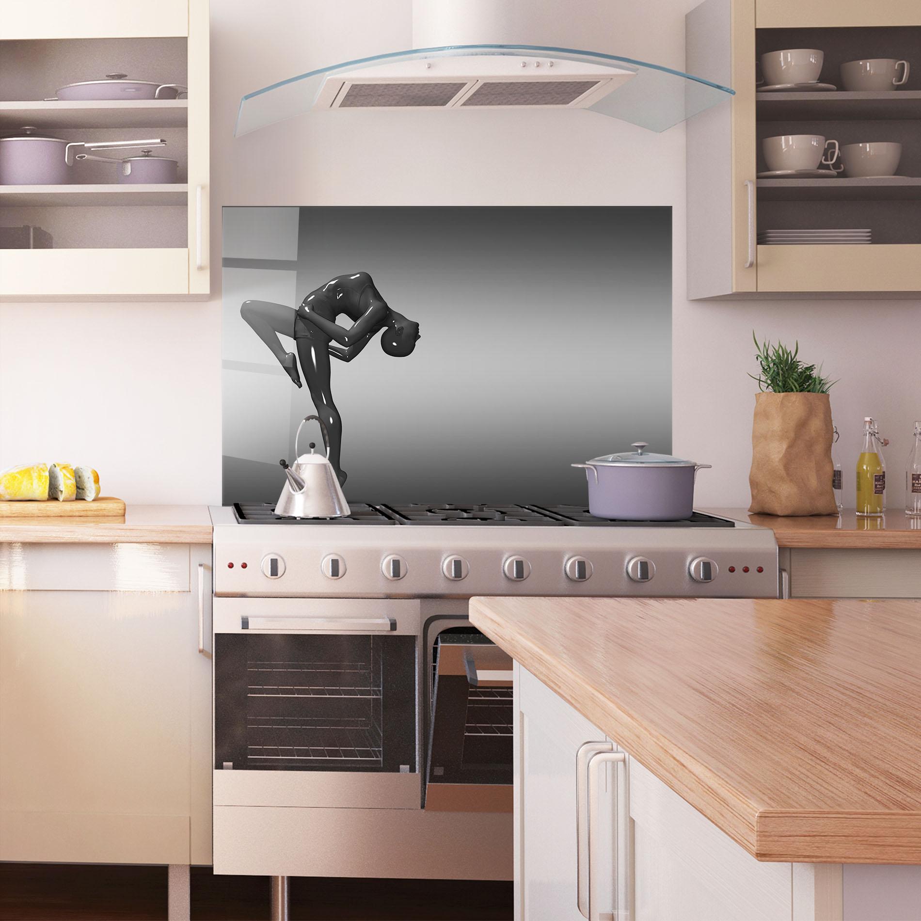 Küchenrückwand Glas Black Glossy Female Dancer mockup 1
