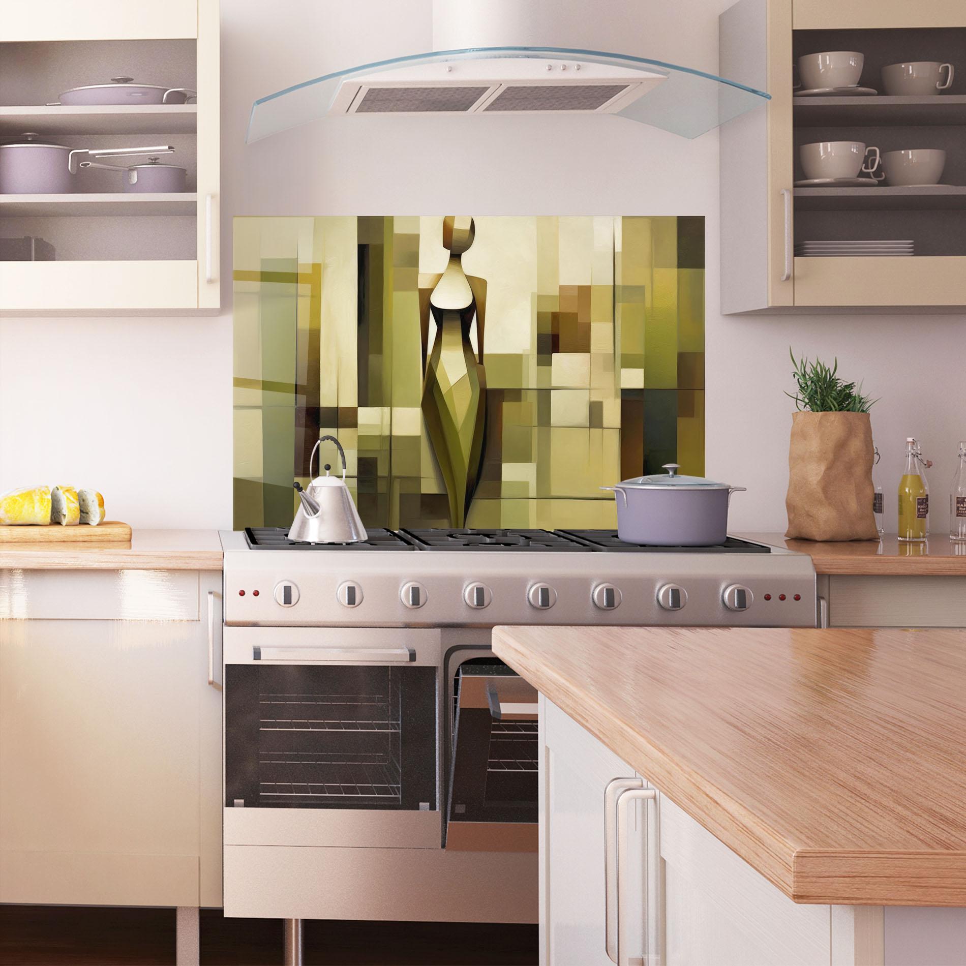 Küchenrückwand Glas Olive Green Shilouete mockup 1