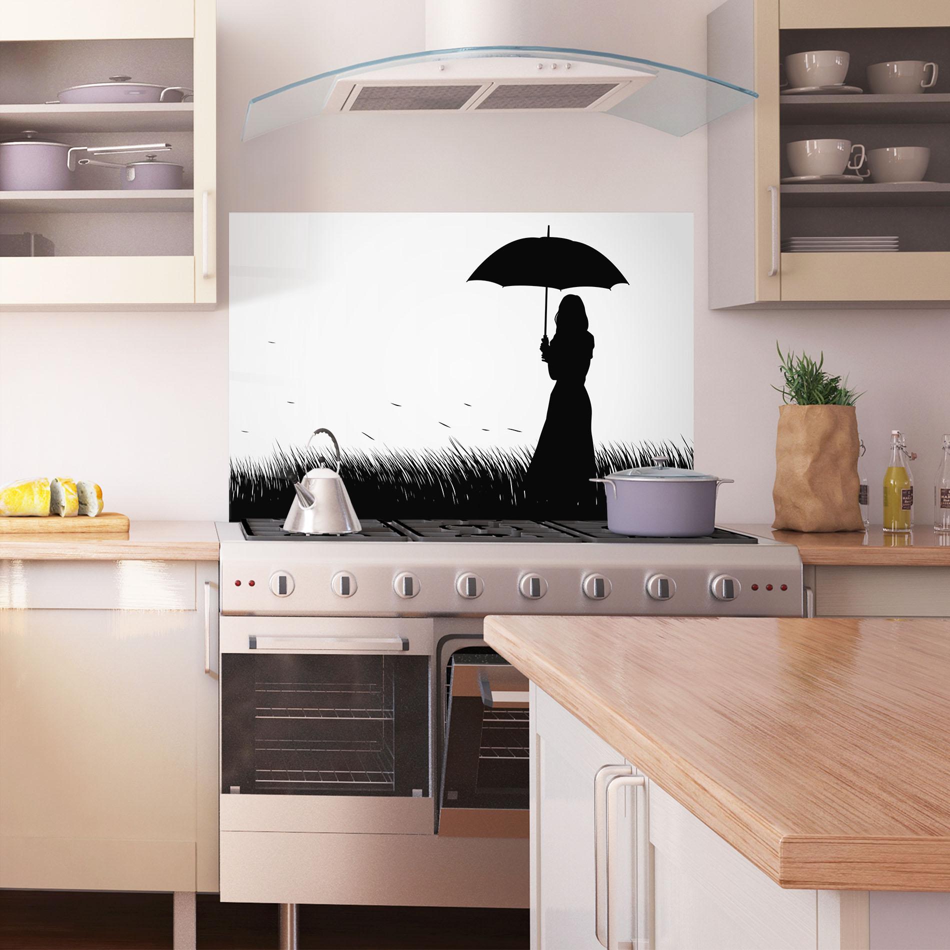 Küchenrückwand Glas Umbrella Girl mockup 1