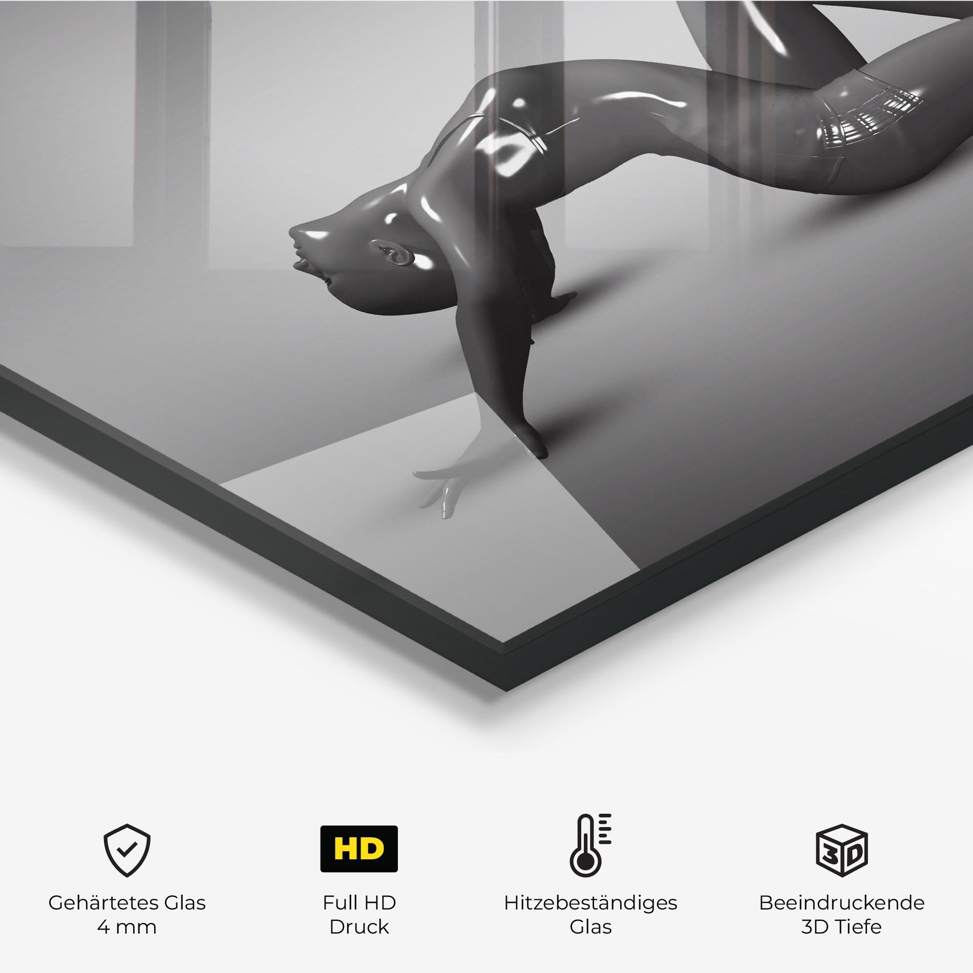 Küchenrückwand Glas 3d Black Female mockup 2