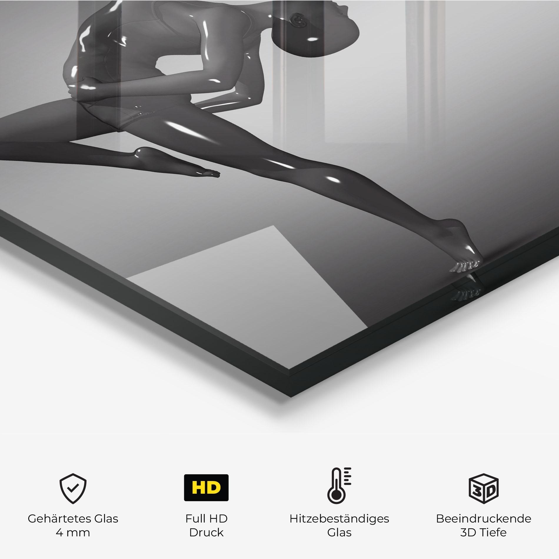 Küchenrückwand Glas Black Glossy Female Dancer mockup 2