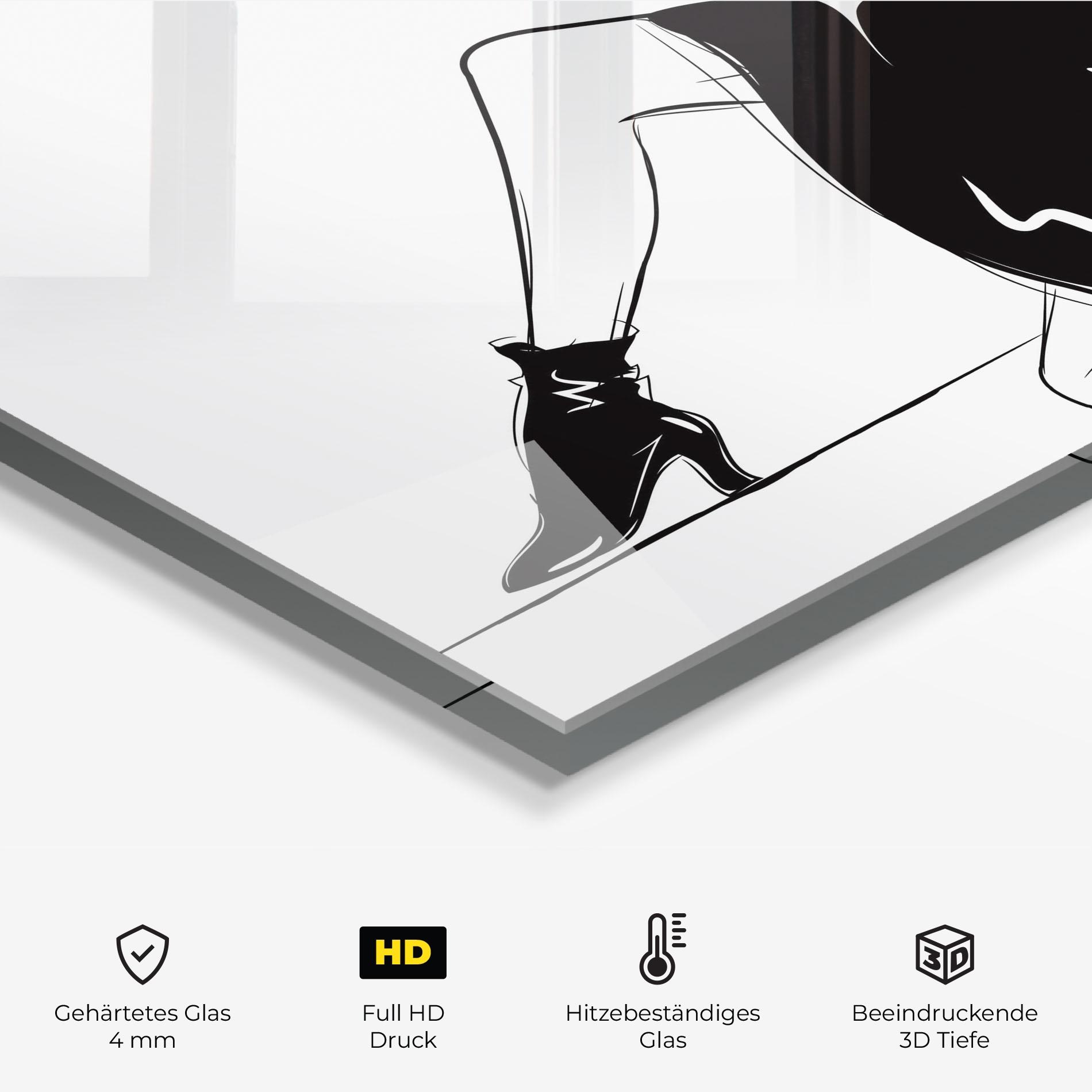 Küchenrückwand Glas Fashion Shilouette mockup 2