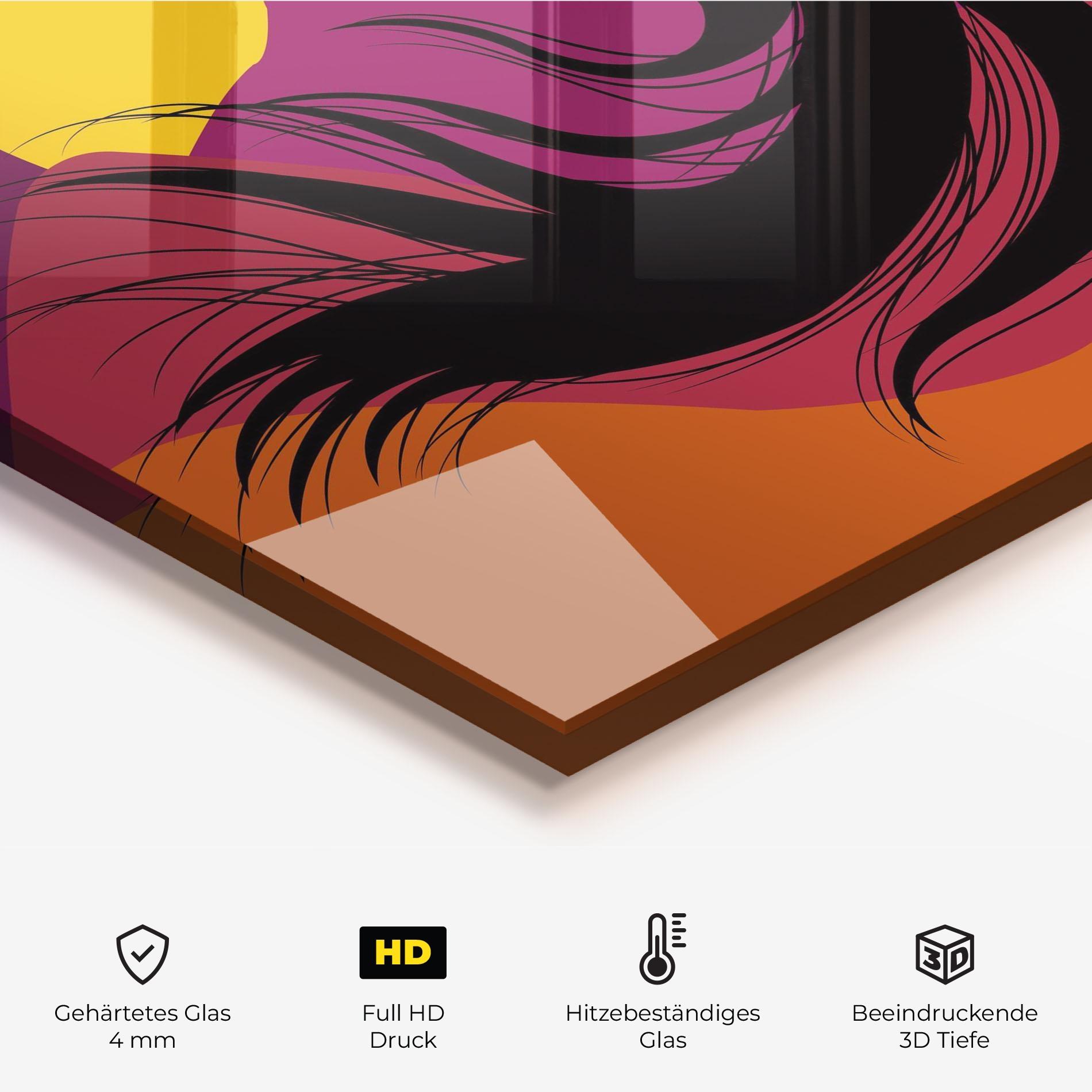 Küchenrückwand Glas Long Hair Silhouette mockup 2