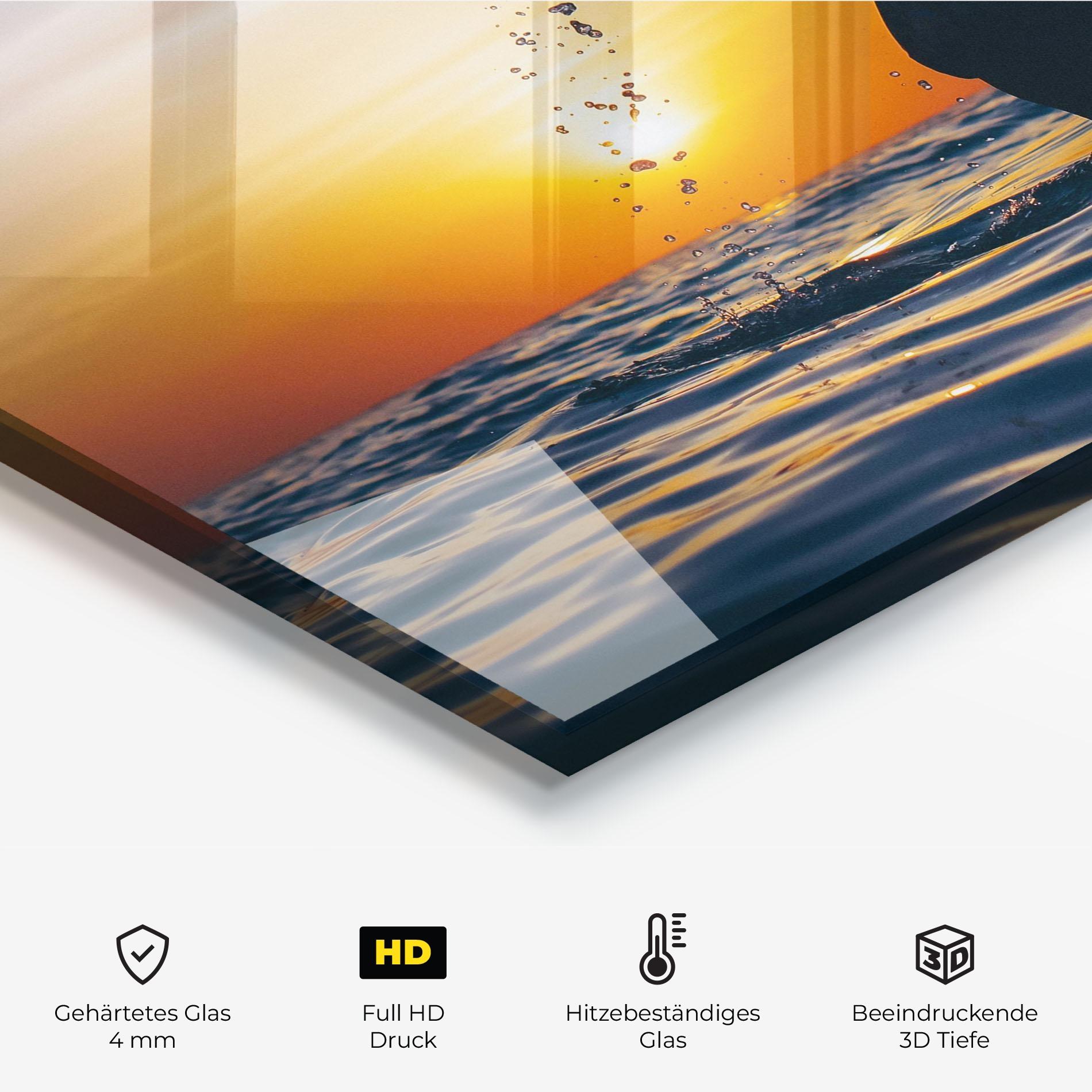 Küchenrückwand Glas Ocean Woman Shilouette mockup 2