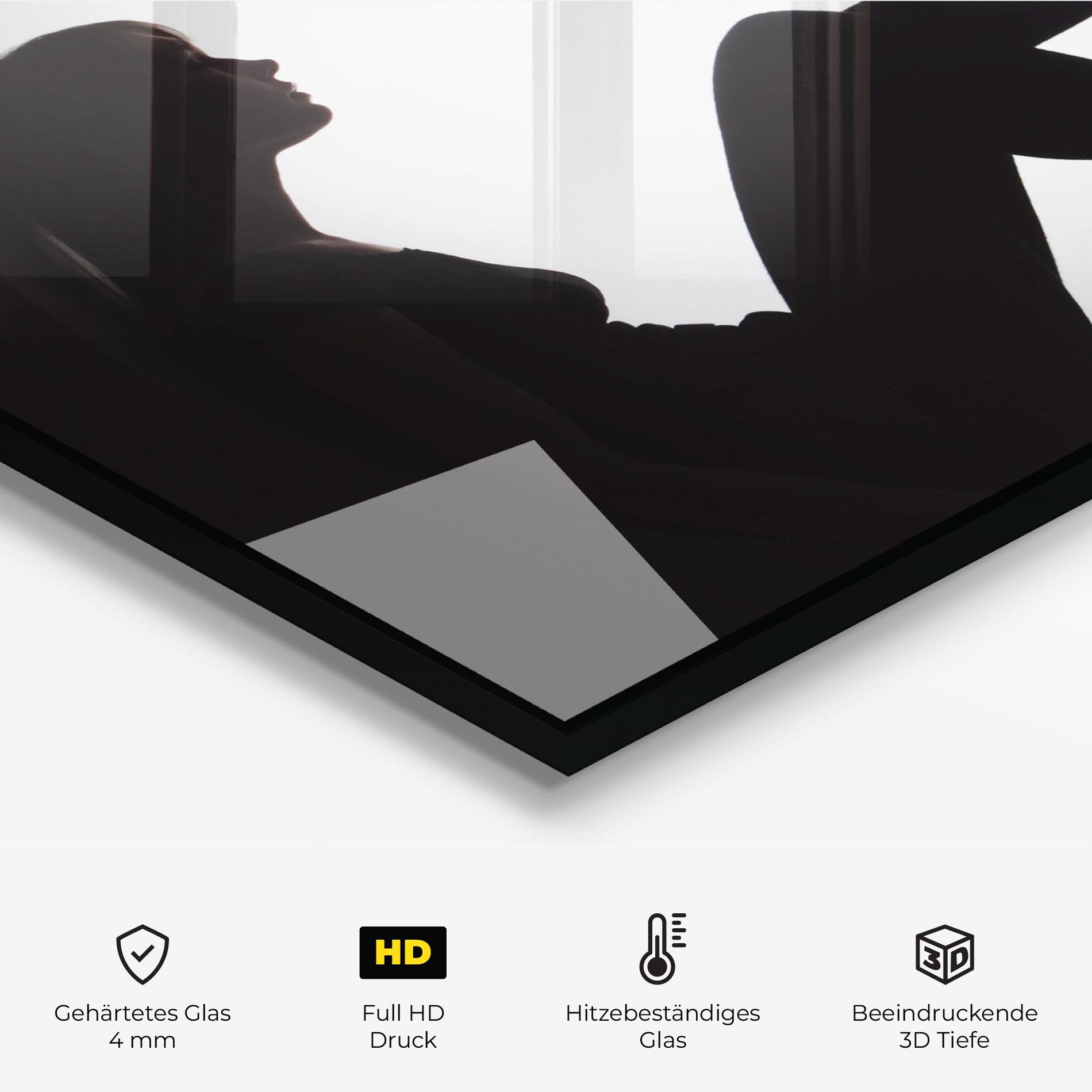 Küchenrückwand Glas Stylish Woman Silhouette mockup 2