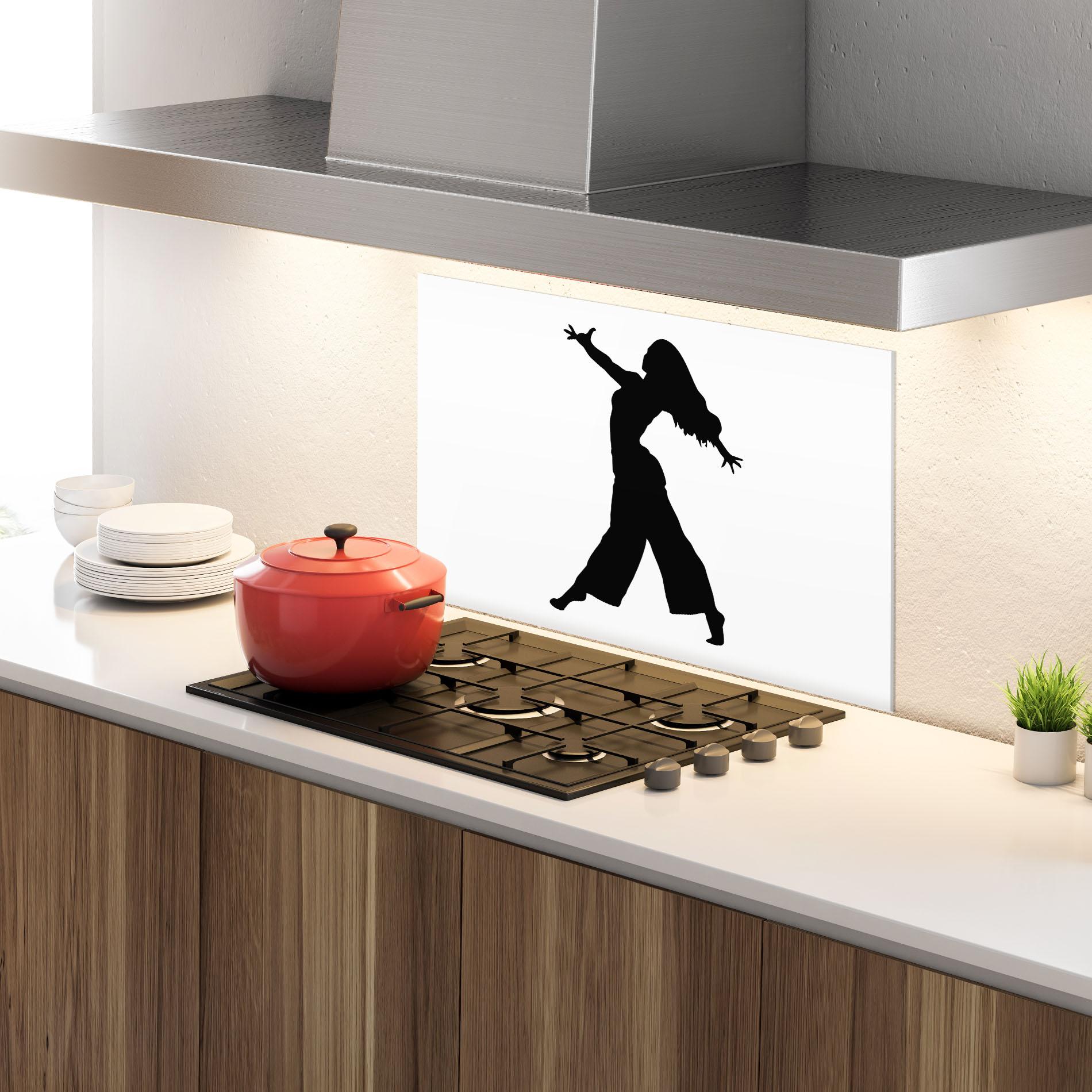 Küchenrückwand Glas Dance Silhouette mockup 4
