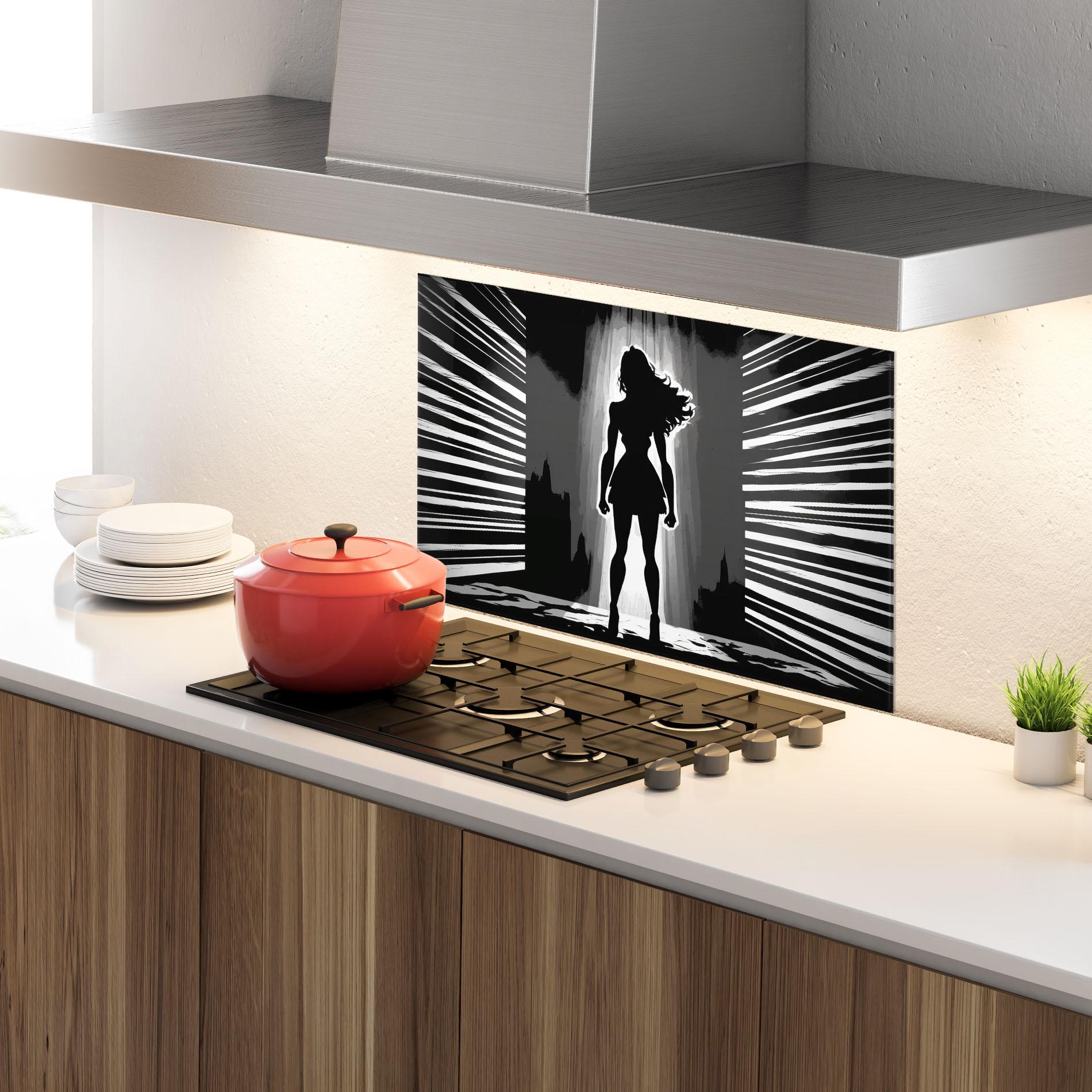 Küchenrückwand Glas Dark Girl Power mockup 4