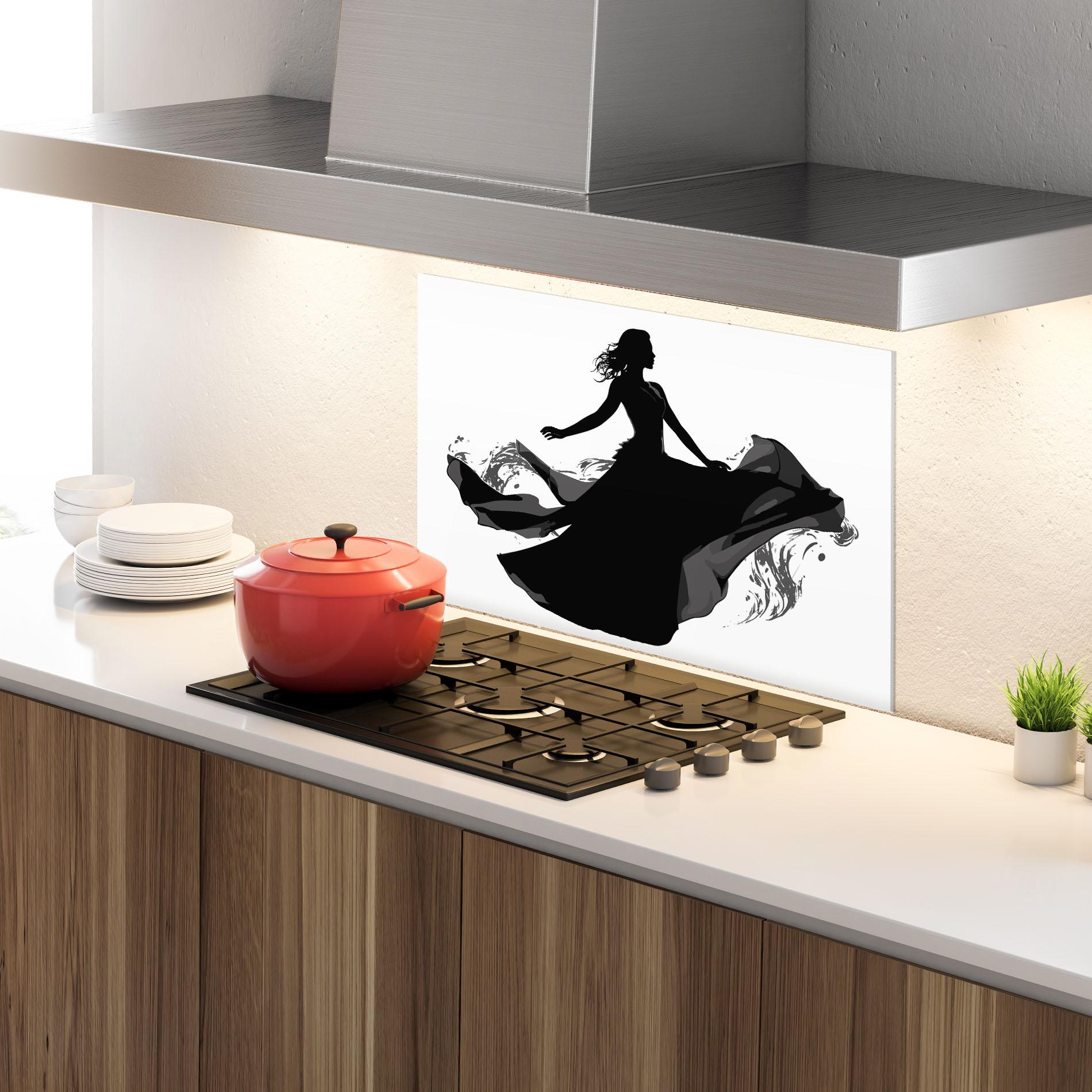 Küchenrückwand Glas Dress Jump mockup 4
