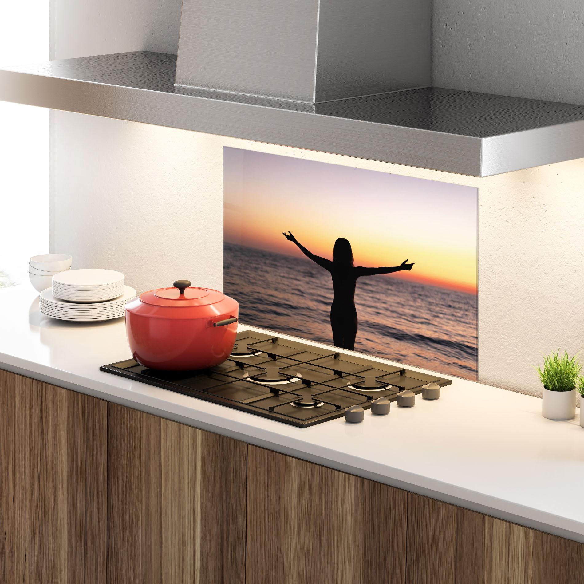 Küchenrückwand Glas Feeling Freedom mockup 4