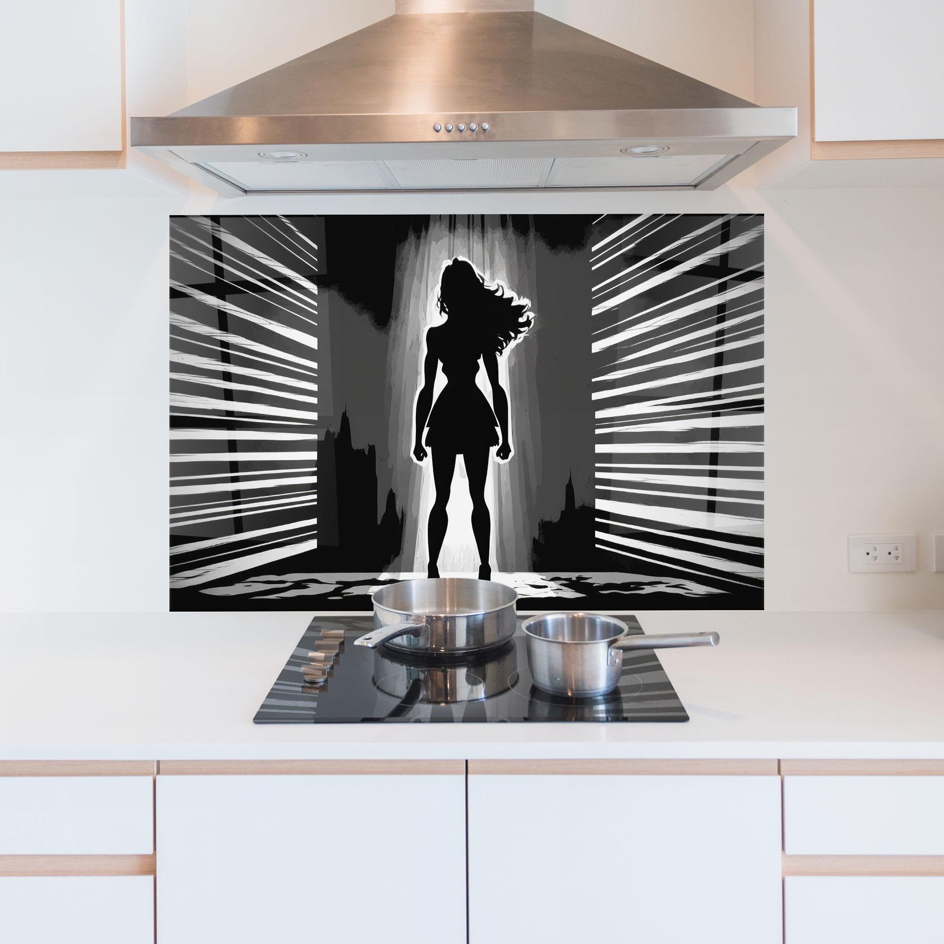 Küchenrückwand Glas Dark Girl Power mockup 5