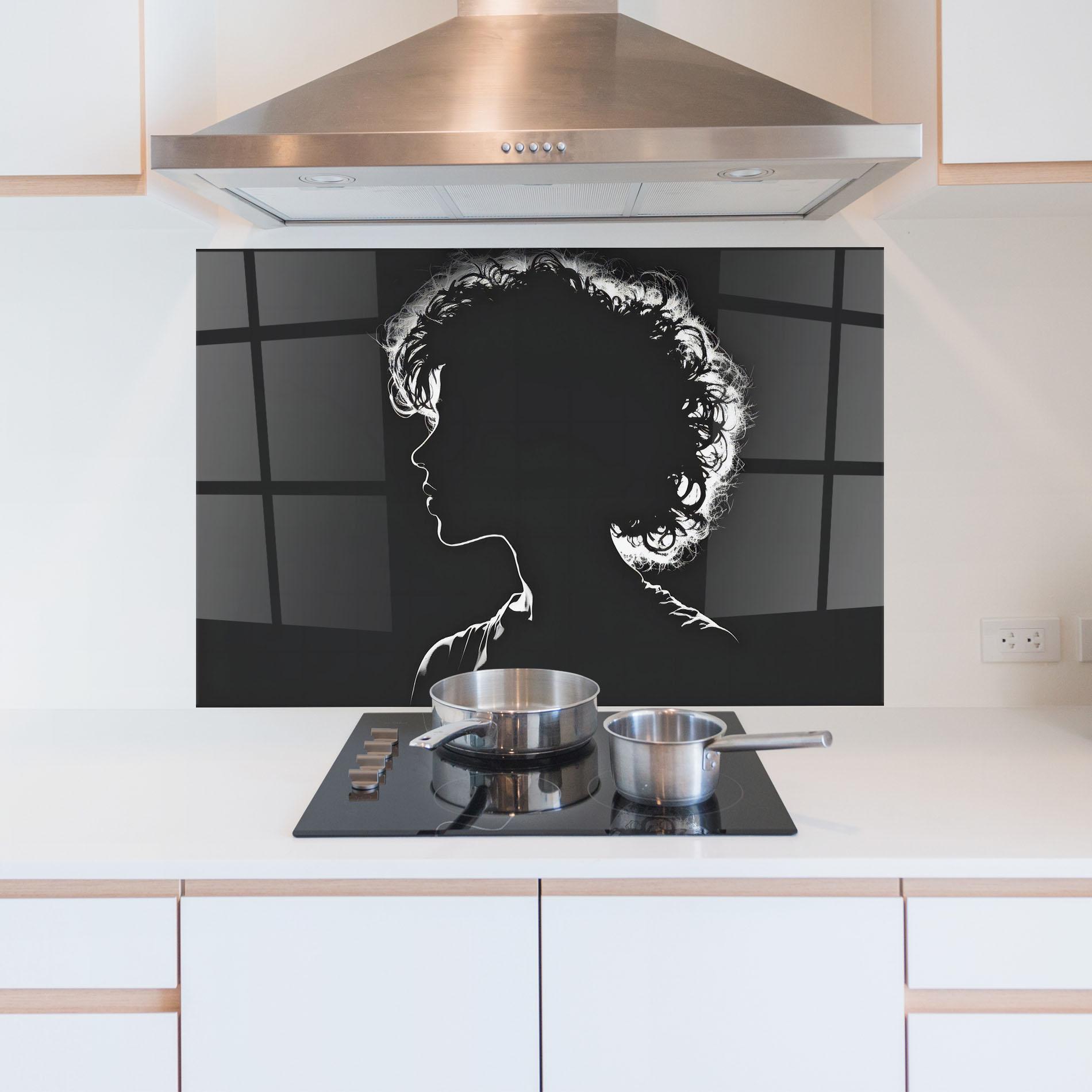 Küchenrückwand Glas Digital Silhouette mockup 5