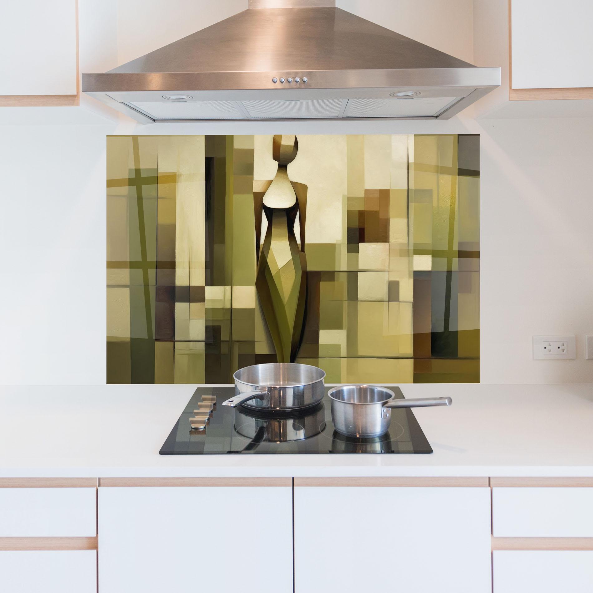 Küchenrückwand Glas Olive Green Shilouete mockup 5